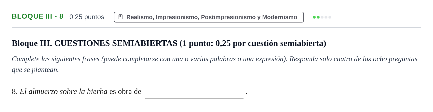 Enunciado: Bloque III - 8 · Fundamentos Artísticos PAU Murcia Ordinaria 2022