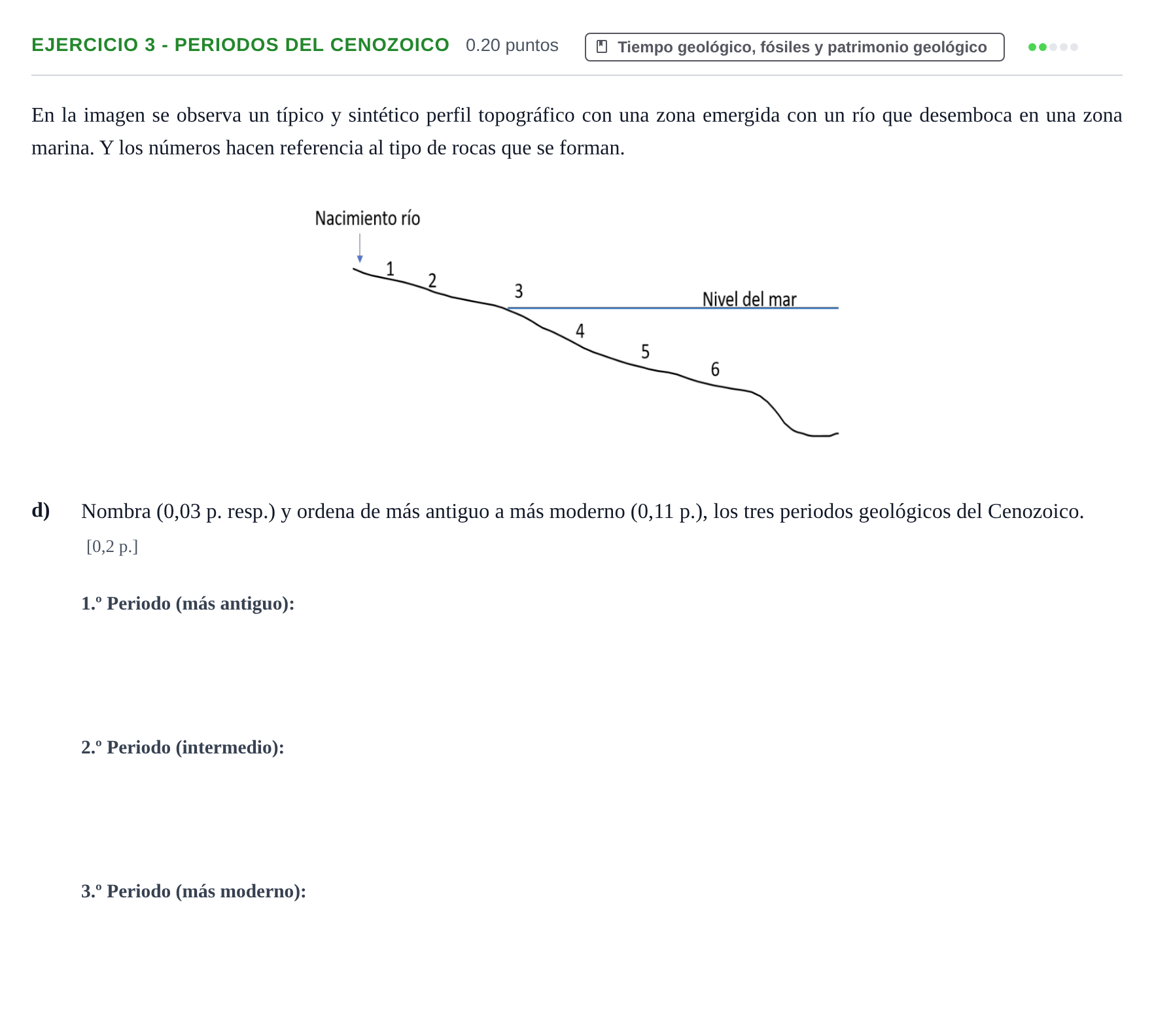 Enunciado: Ejercicio 3 - Periodos del Cenozoico · Geología y Ciencias Ambientales PAU Murcia Ordinaria 2022