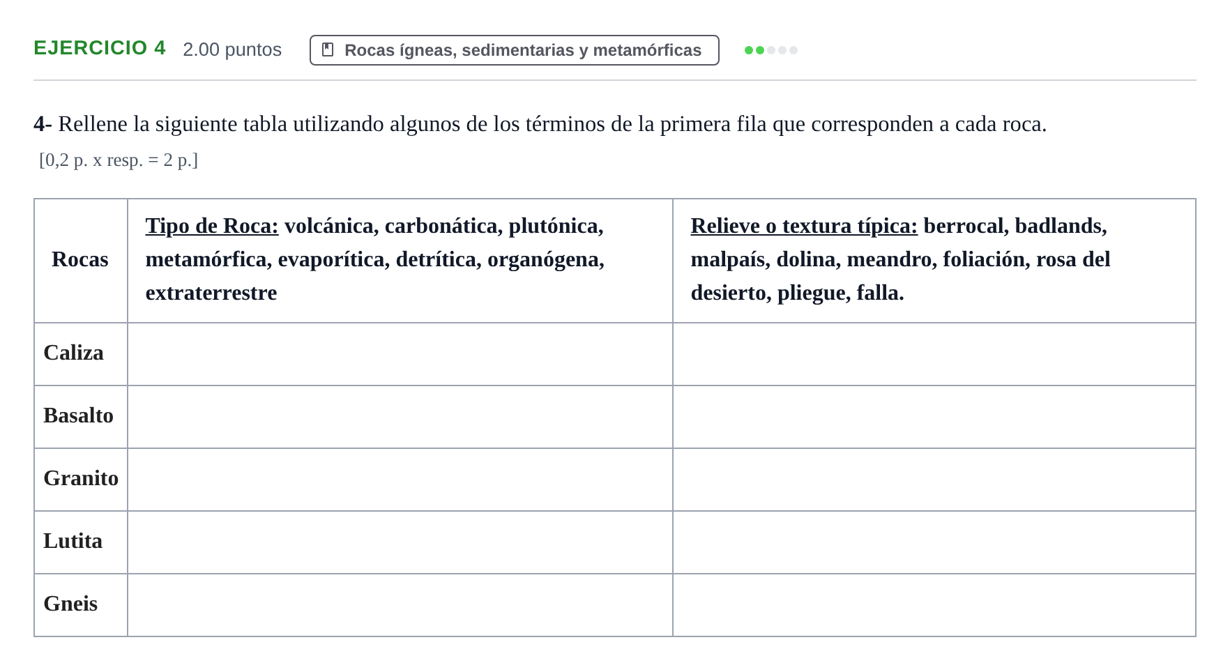 Enunciado: Problema 4 · Geología y Ciencias Ambientales PAU Murcia Ordinaria 2022