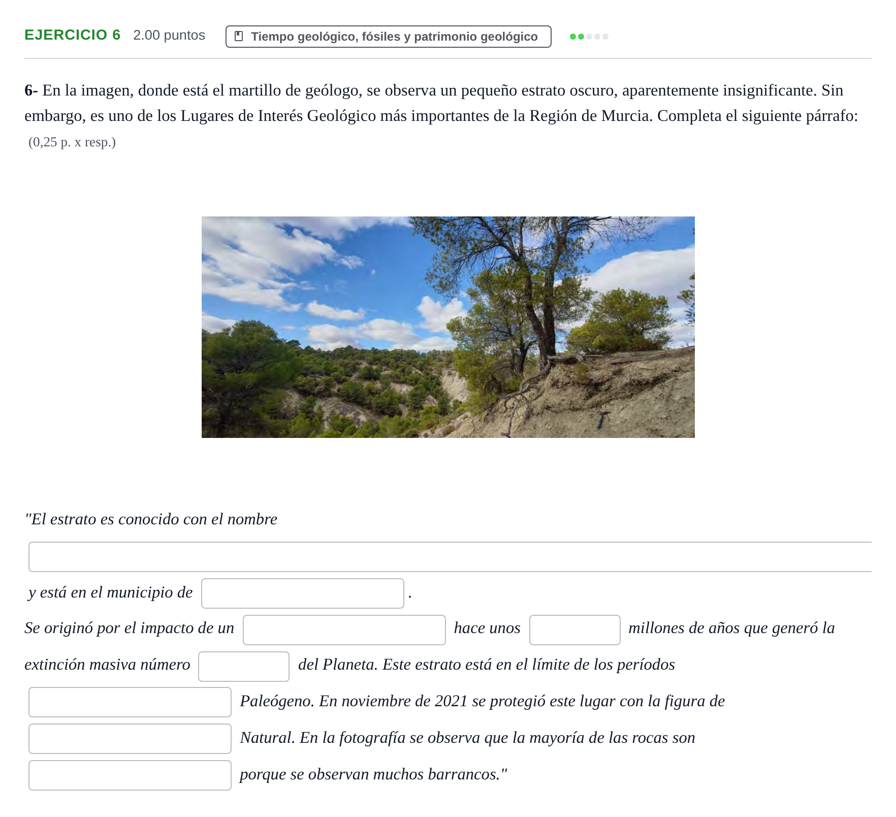 Enunciado: Problema 6 · Geología y Ciencias Ambientales PAU Murcia Ordinaria 2022