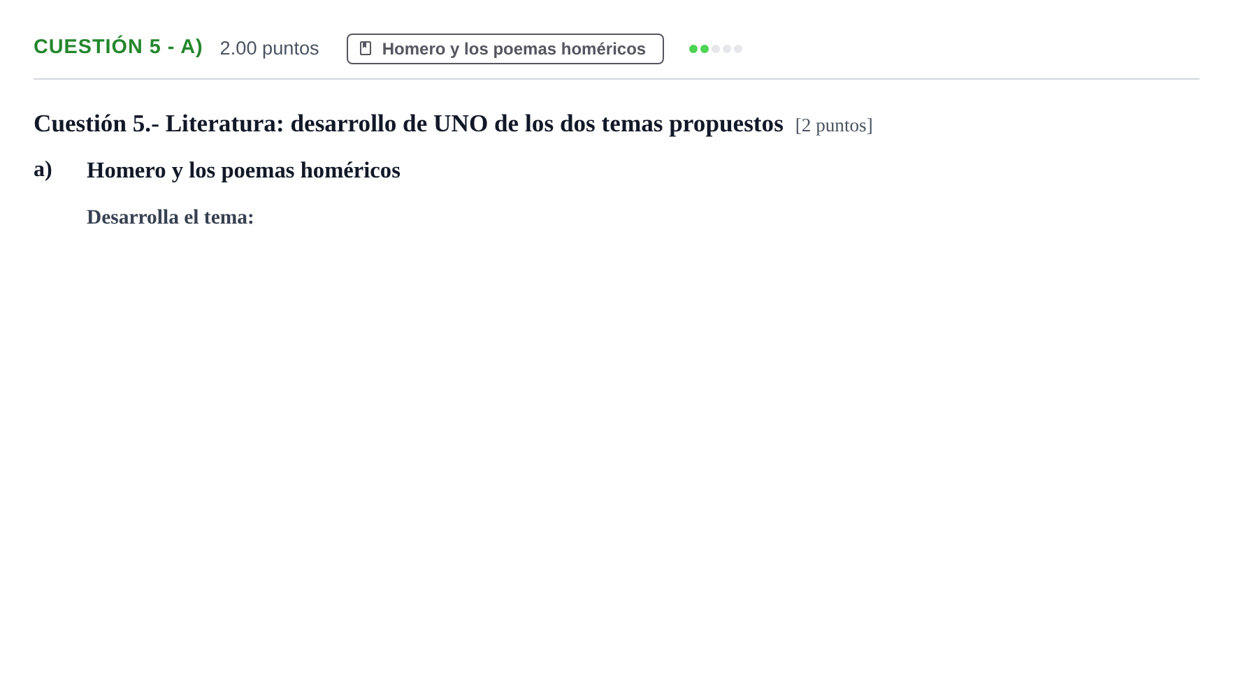 Enunciado: Cuestión 5 - a) · Griego II PAU Murcia Ordinaria 2022