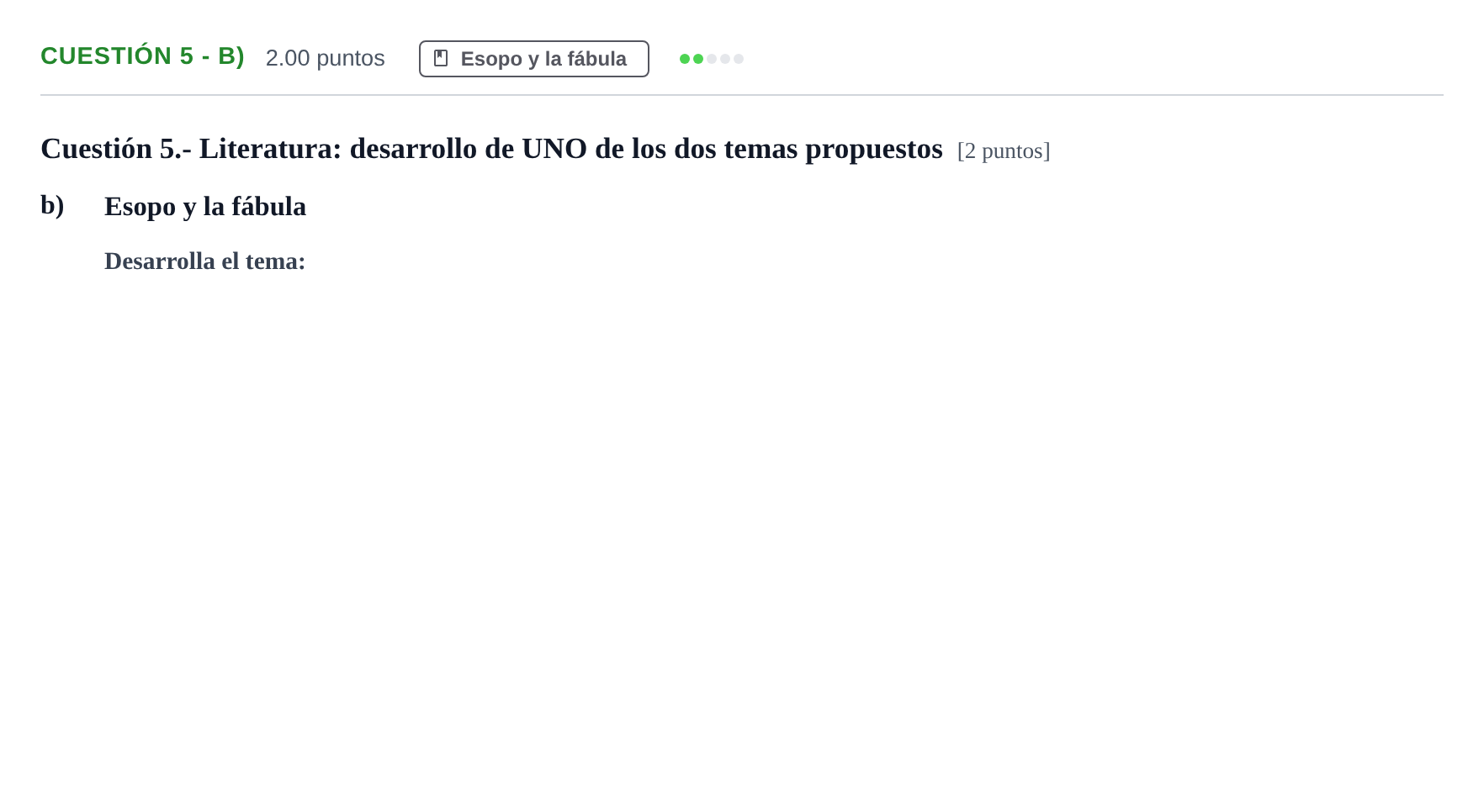 Enunciado: Cuestión 5 - b) · Griego II PAU Murcia Ordinaria 2022