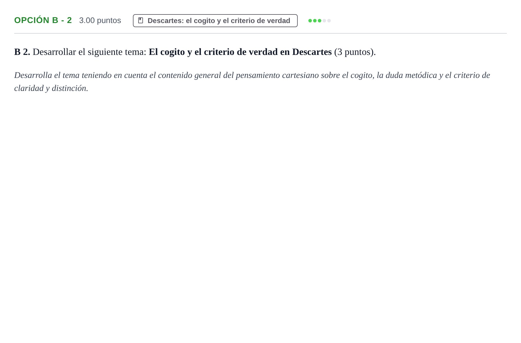 Enunciado: Opción B - 2 · Historia de la Filosofía PAU Murcia Ordinaria 2022