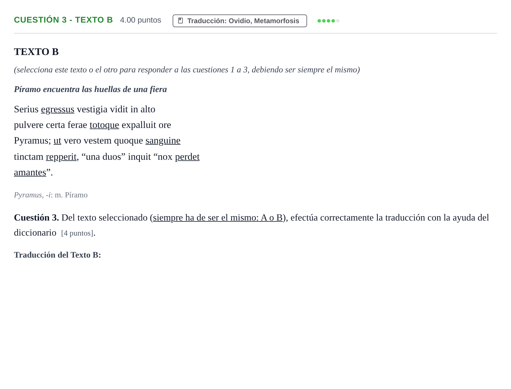 Enunciado: Cuestión 3 - Texto B · Latín II PAU Murcia Ordinaria 2022