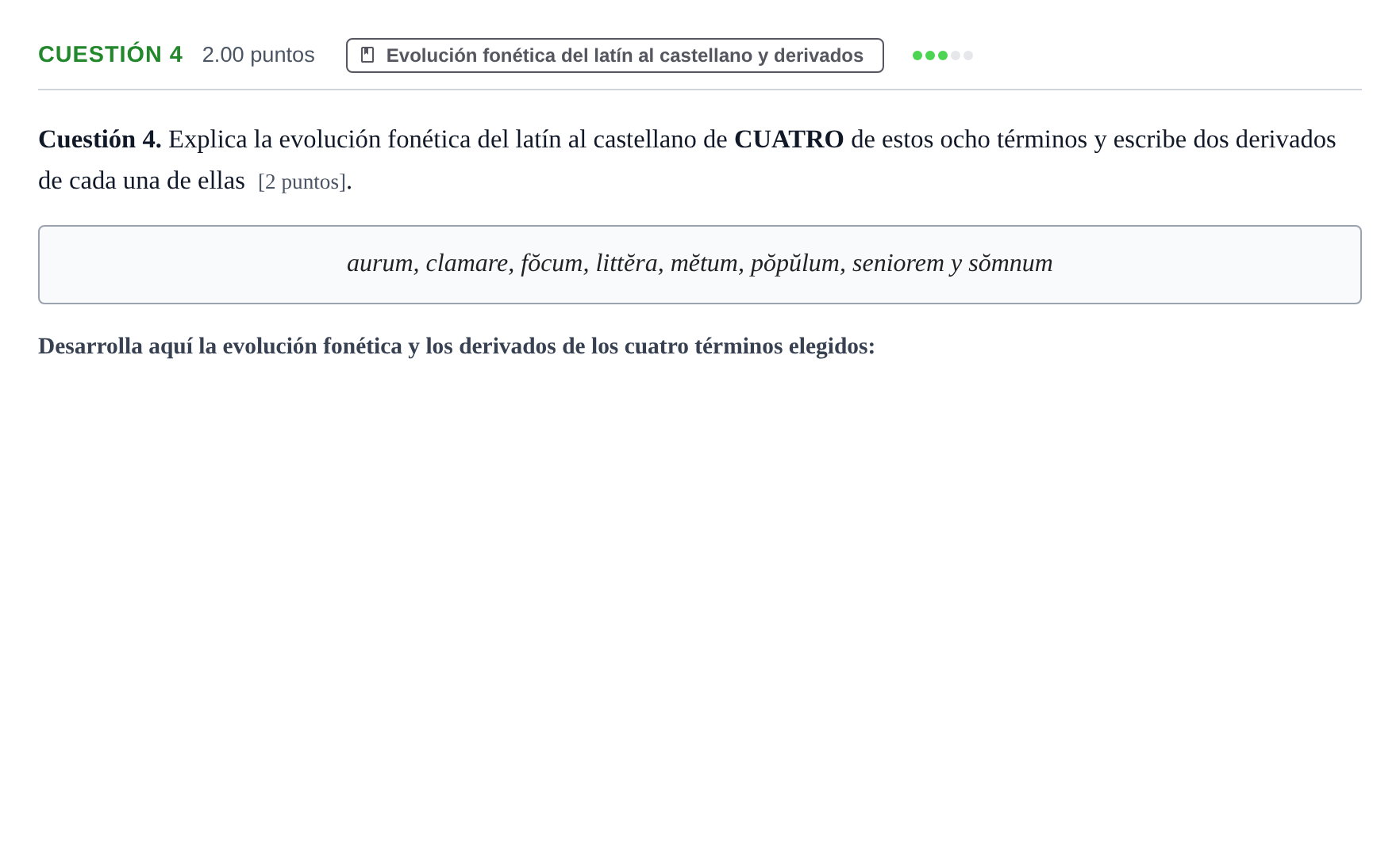 Enunciado: Cuestión 4 · Latín II PAU Murcia Ordinaria 2022