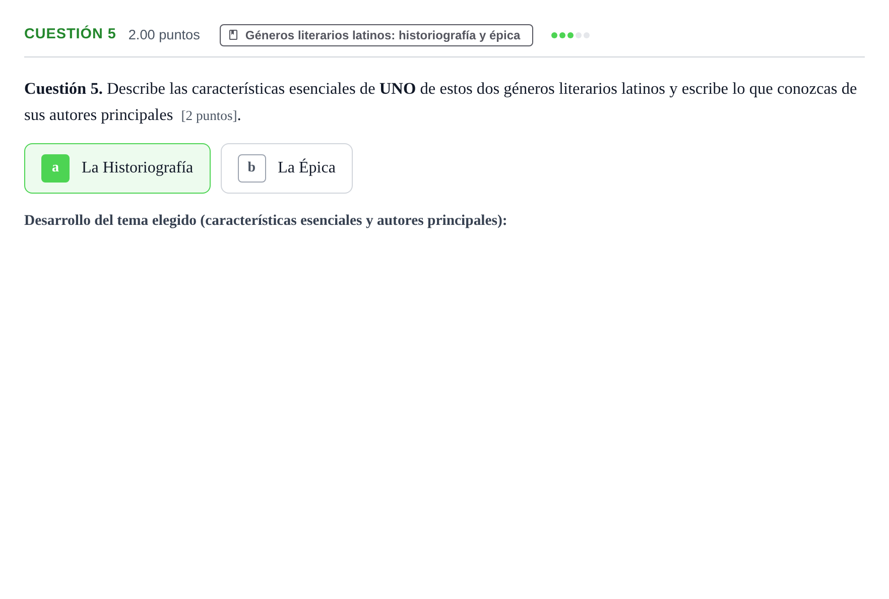 Enunciado: Cuestión 5 · Latín II PAU Murcia Ordinaria 2022