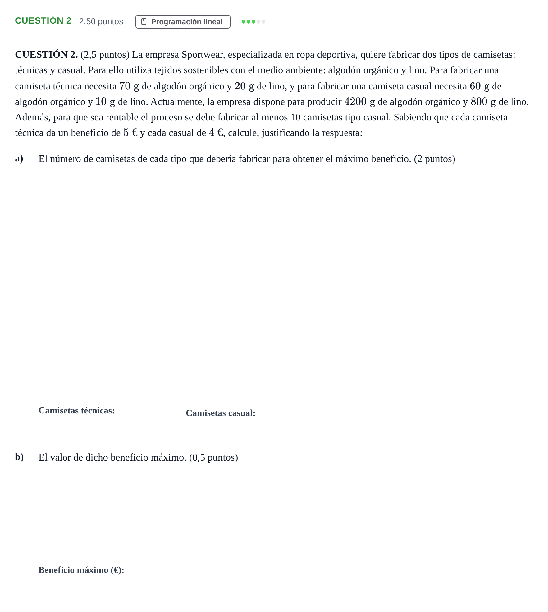 Enunciado: CUESTIÓN 2 · Matemáticas aplicadas a las Ciencias Sociales II PAU Murcia Ordinaria 2022
