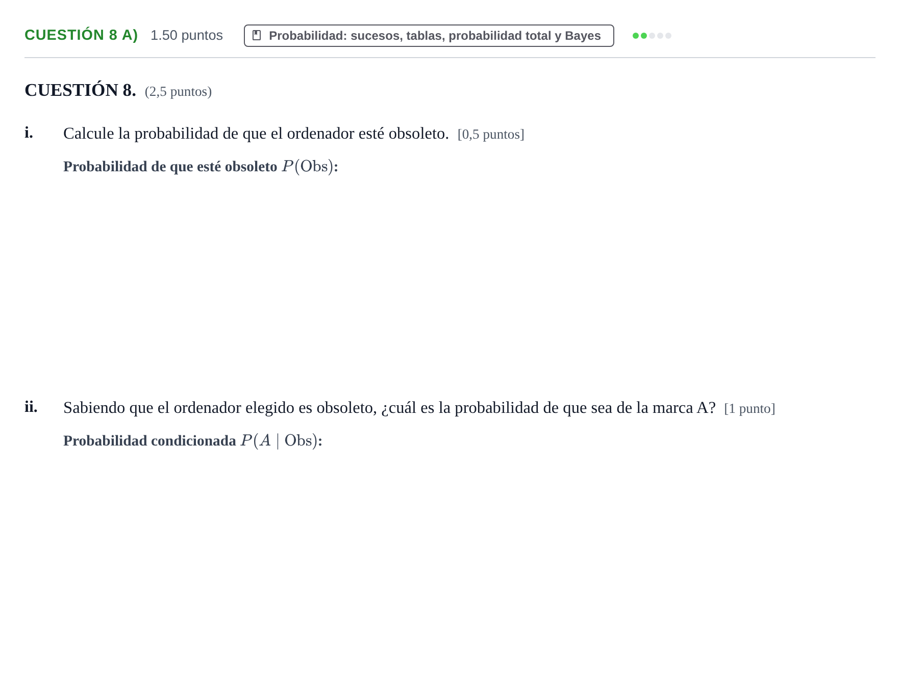 Enunciado: CUESTIÓN 8 a) - Probabilidad · Matemáticas aplicadas a las Ciencias Sociales II PAU Murcia Ordinaria 2022