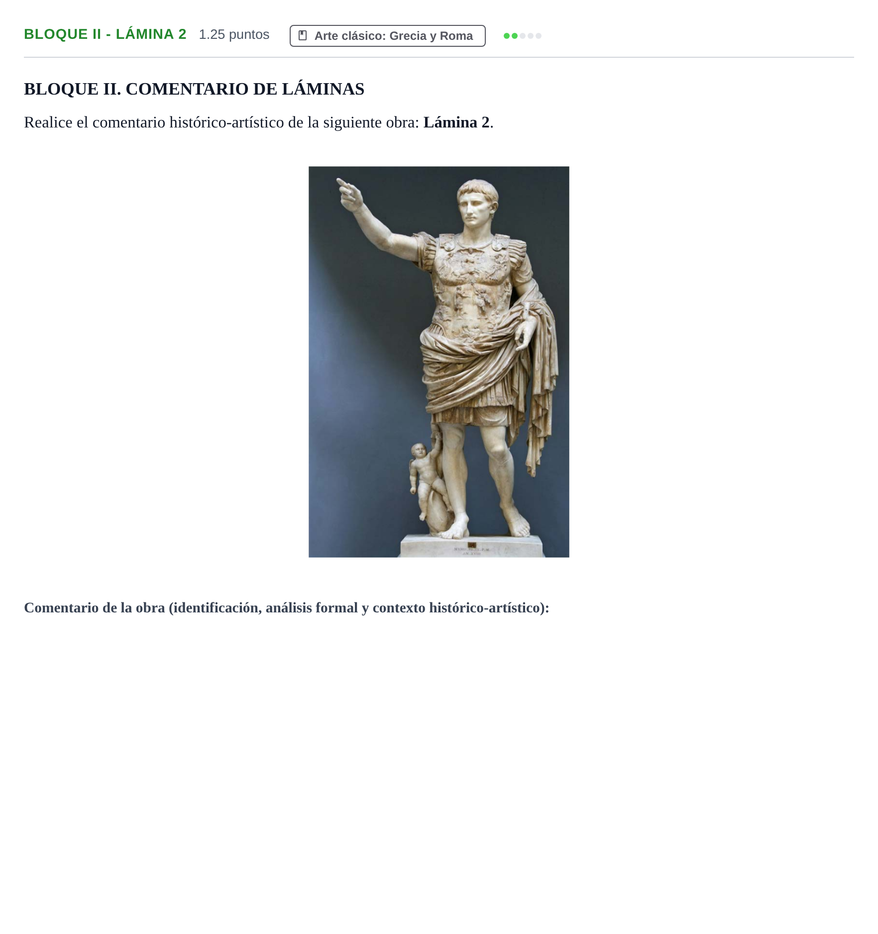 Enunciado: Bloque II - Lámina 2 · Historia del Arte PAU Murcia Ordinaria 2022