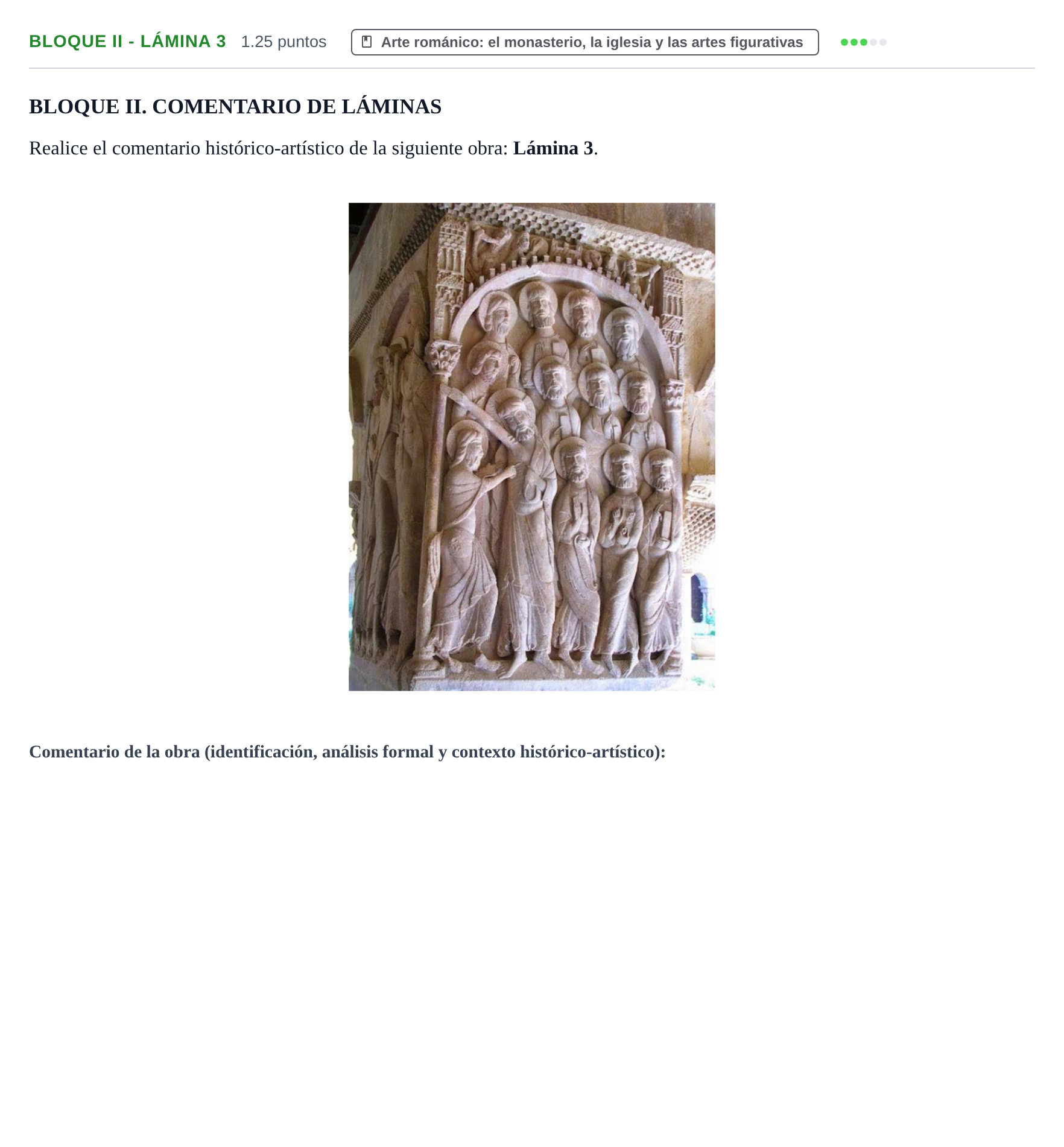 Enunciado: Bloque II - Lámina 3 · Historia del Arte PAU Murcia Ordinaria 2022