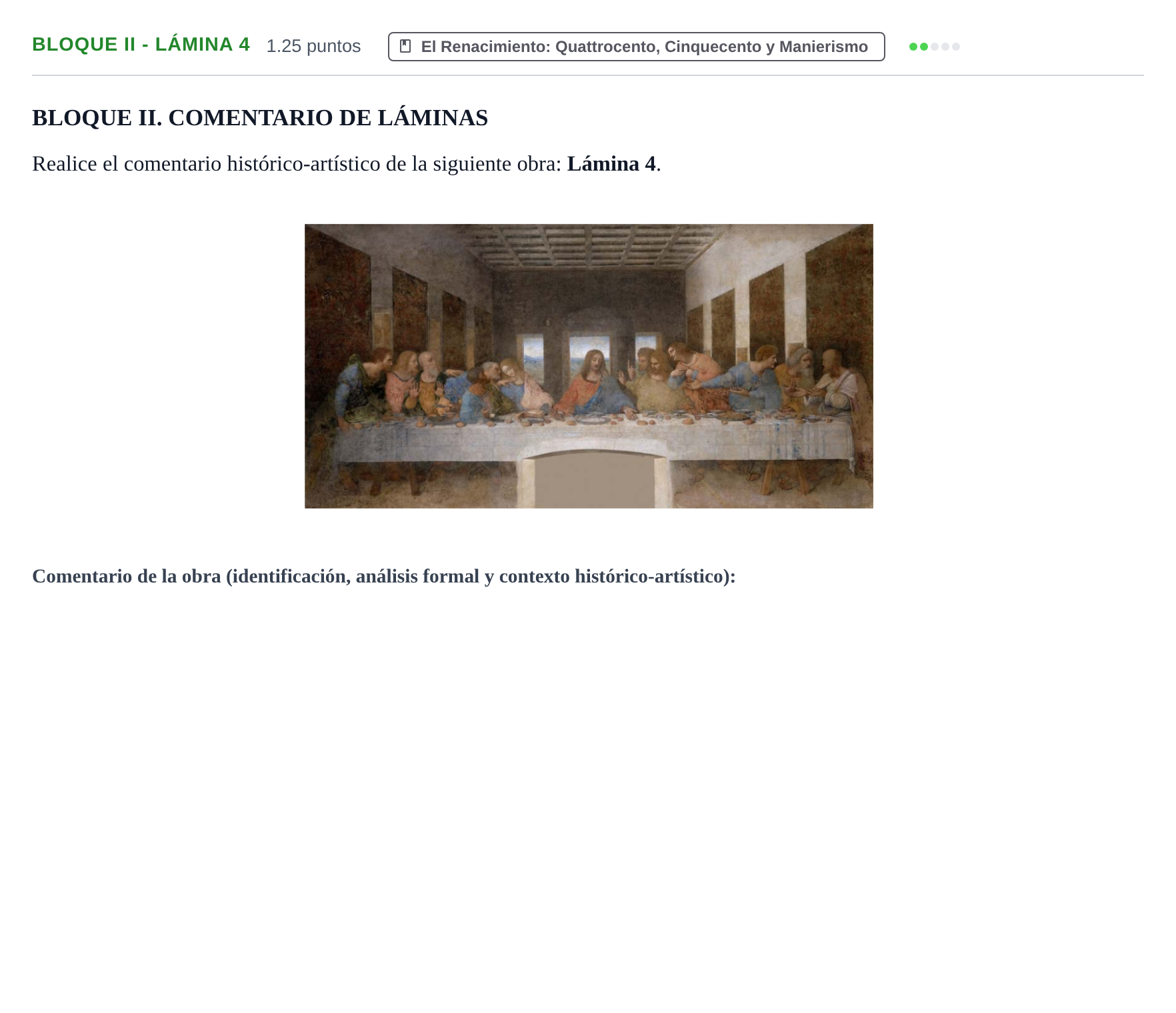 Enunciado: Bloque II - Lámina 4 · Historia del Arte PAU Murcia Ordinaria 2022