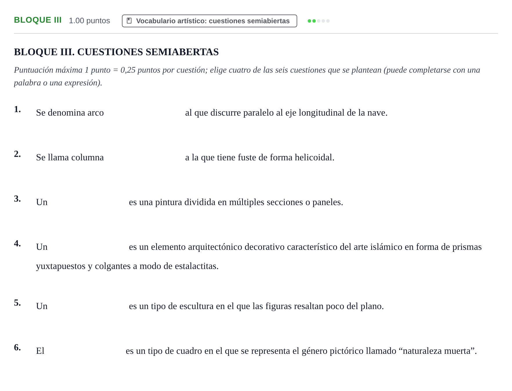 Enunciado: Bloque III · Historia del Arte PAU Murcia Ordinaria 2022