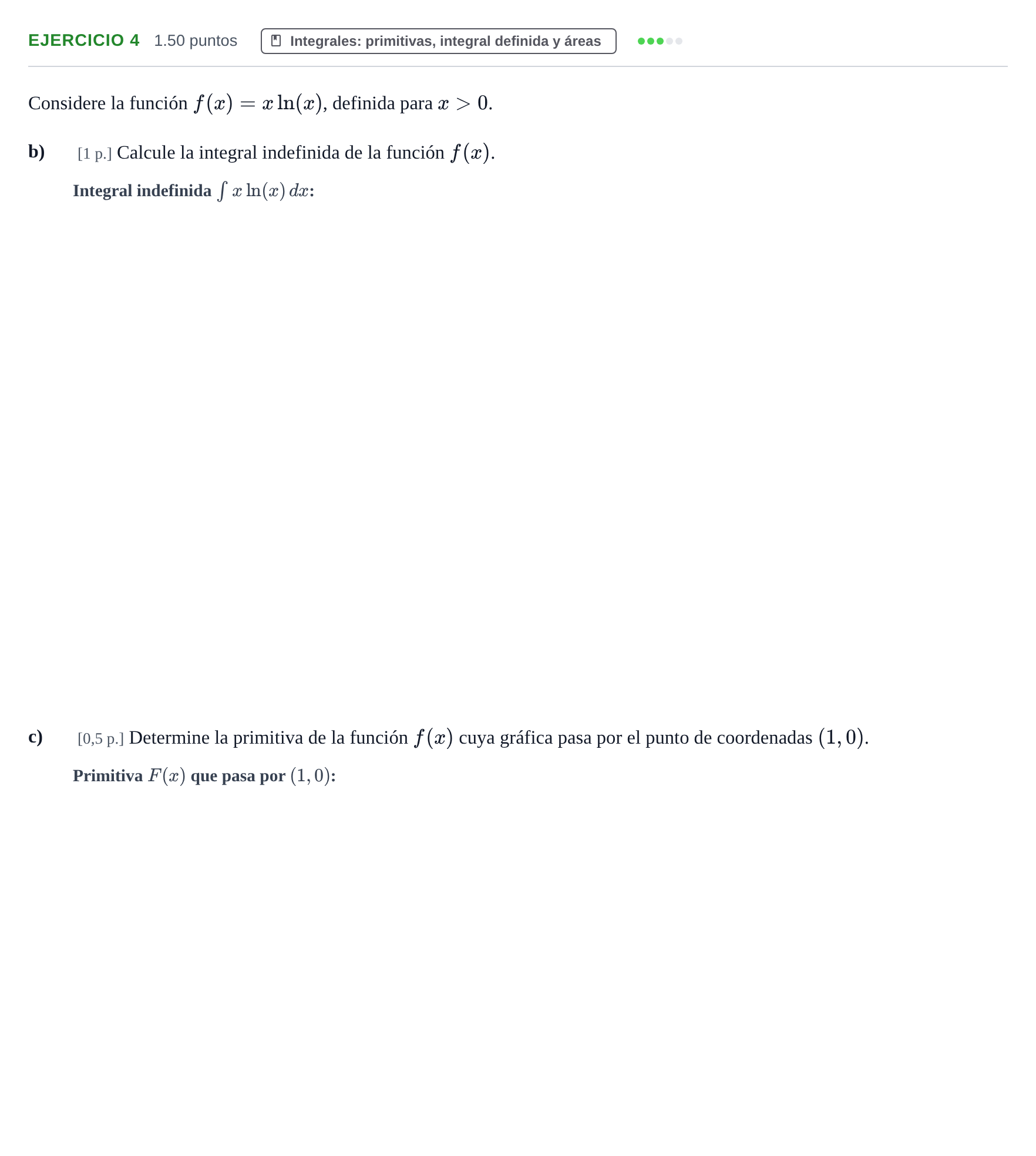 Enunciado: Ejercicio 4 - Integrales · Matemáticas II PAU Murcia Ordinaria 2022