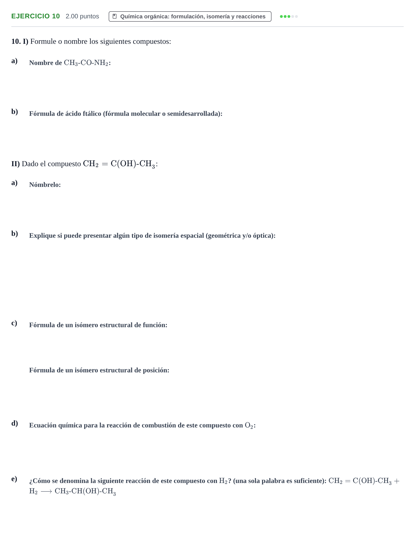 Enunciado: Problema 10 · Química PAU Murcia Ordinaria 2022