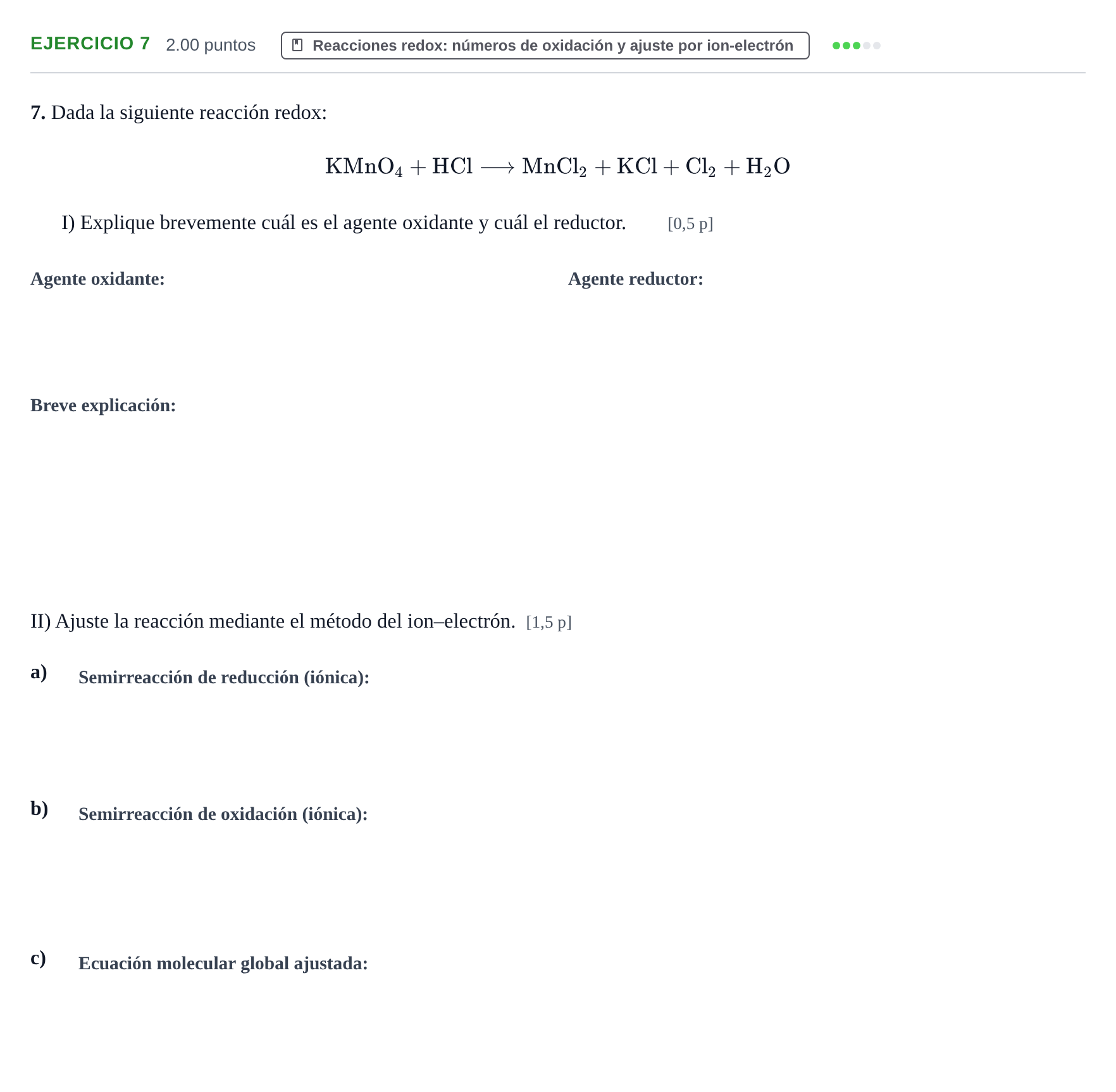 Enunciado: Problema 7 · Química PAU Murcia Ordinaria 2022