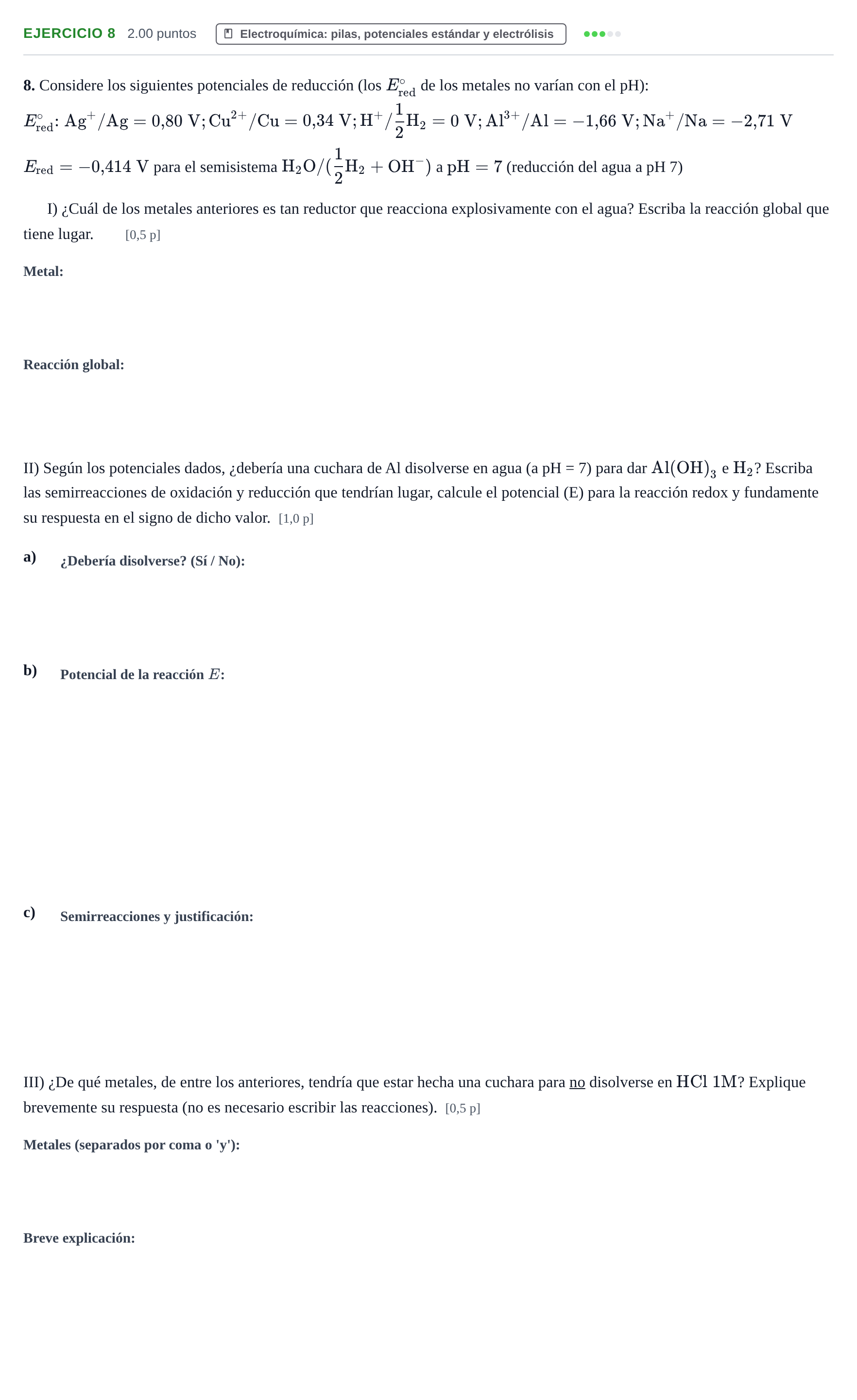 Enunciado: Problema 8 · Química PAU Murcia Ordinaria 2022