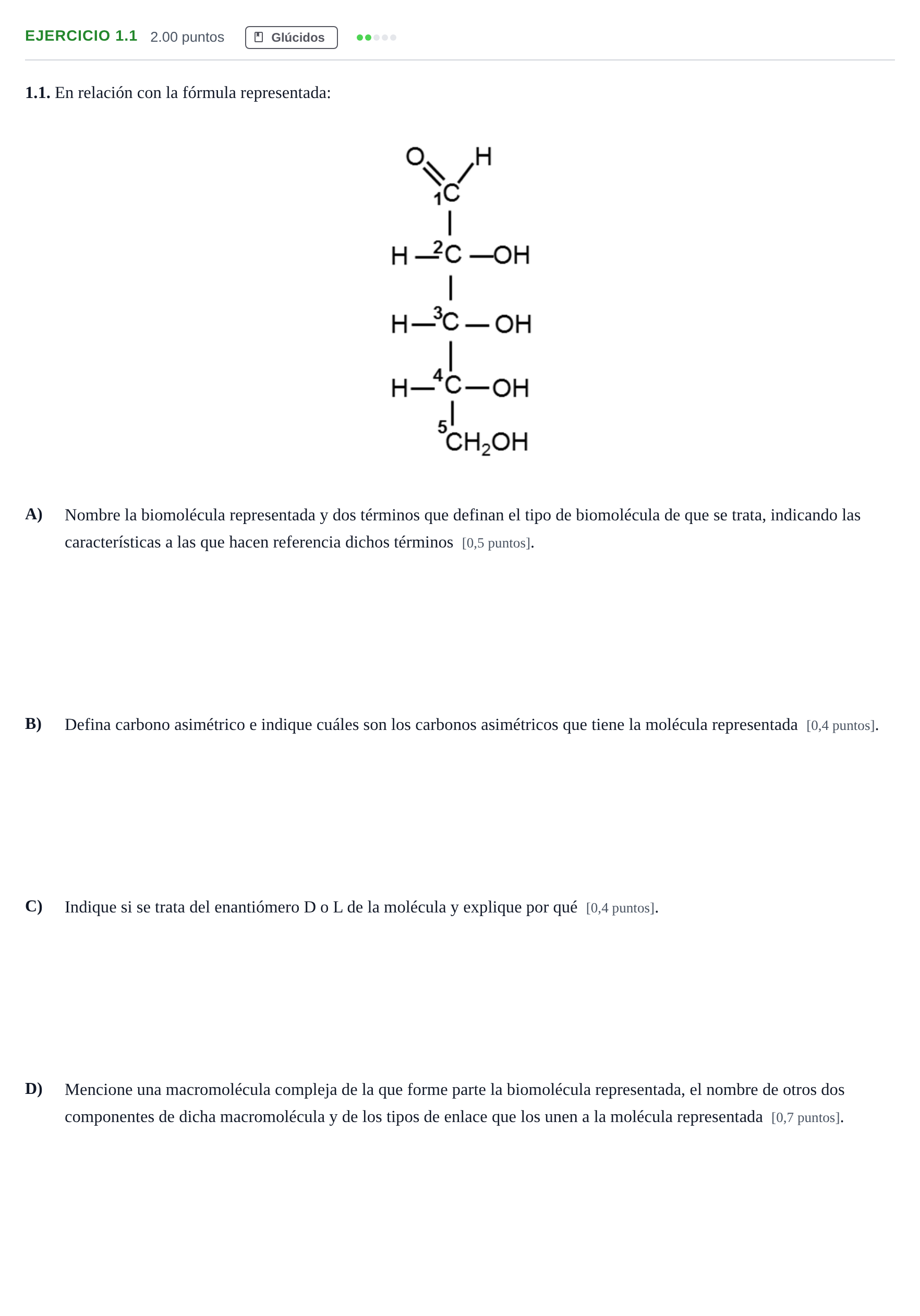 Enunciado: Ejercicio 1.1 · Biología PAU Murcia Extraordinaria 2022