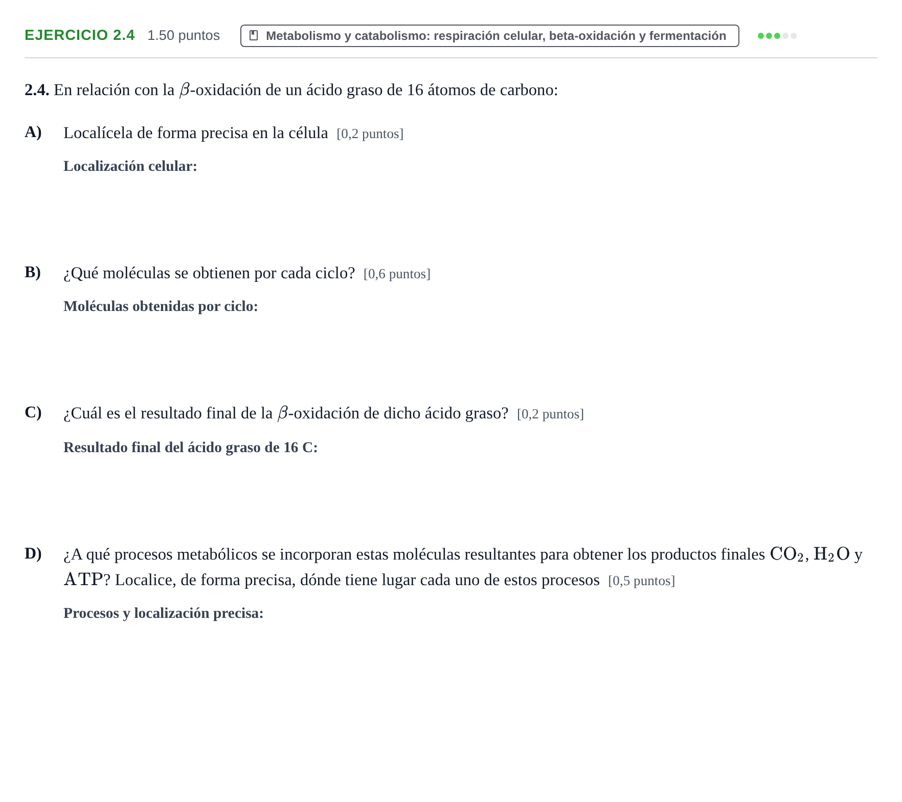 Enunciado: Ejercicio 2.4 · Biología PAU Murcia Extraordinaria 2022