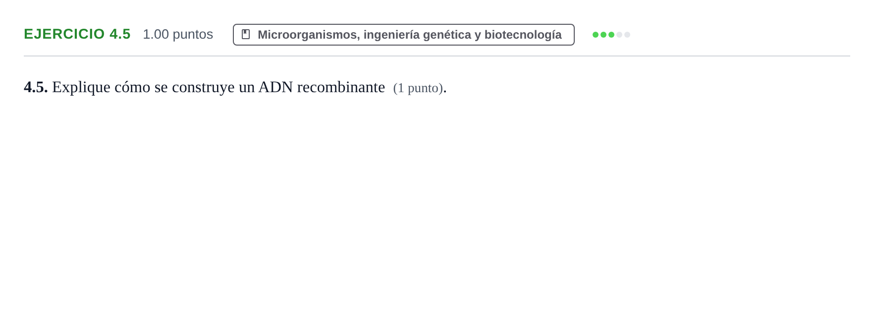 Enunciado: Ejercicio 4.5 · Biología PAU Murcia Extraordinaria 2022