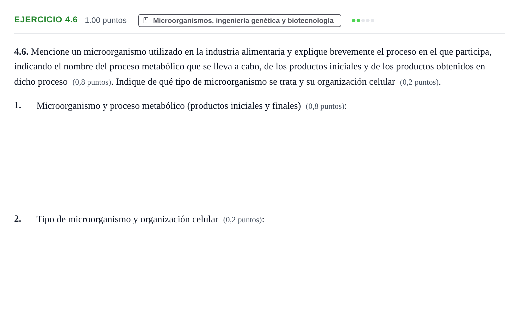 Enunciado: Ejercicio 4.6 · Biología PAU Murcia Extraordinaria 2022