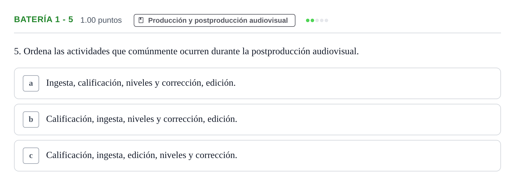 Enunciado: Ejercicio Batería 1 - 5 · Cultura Audiovisual II PAU Murcia Extraordinaria 2022