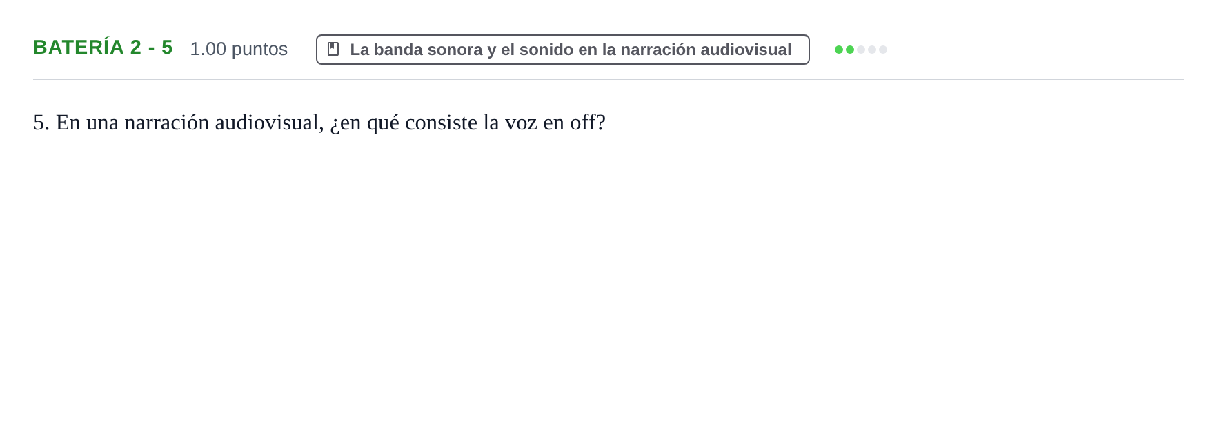 Enunciado: Ejercicio Batería 2 - 5 · Cultura Audiovisual II PAU Murcia Extraordinaria 2022