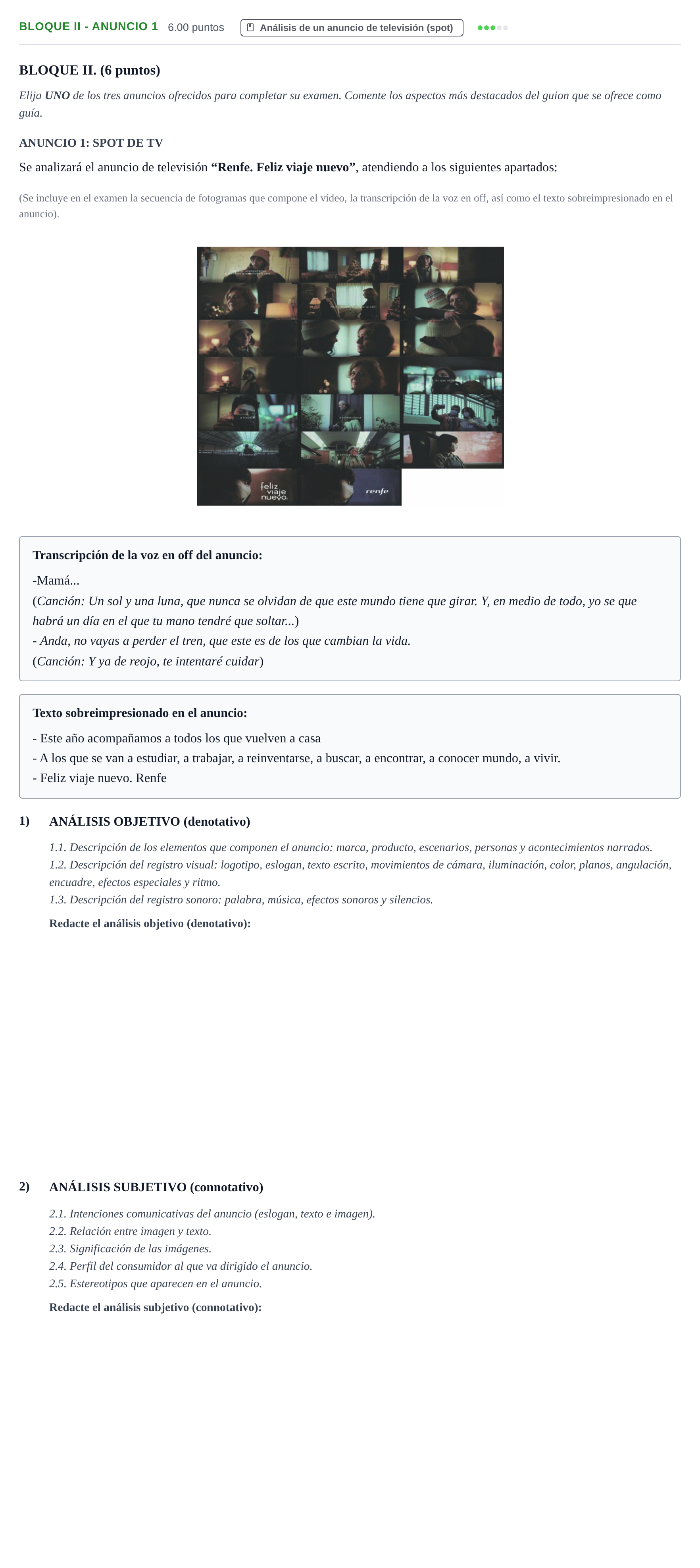 Enunciado: Bloque II - Anuncio 1 · Cultura Audiovisual II PAU Murcia Extraordinaria 2022