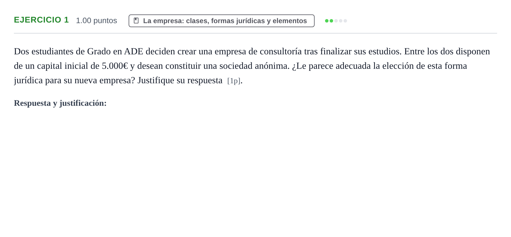 Enunciado: Problema 1 · Empresa y Diseño de Modelos de Negocio PAU Murcia Extraordinaria 2022