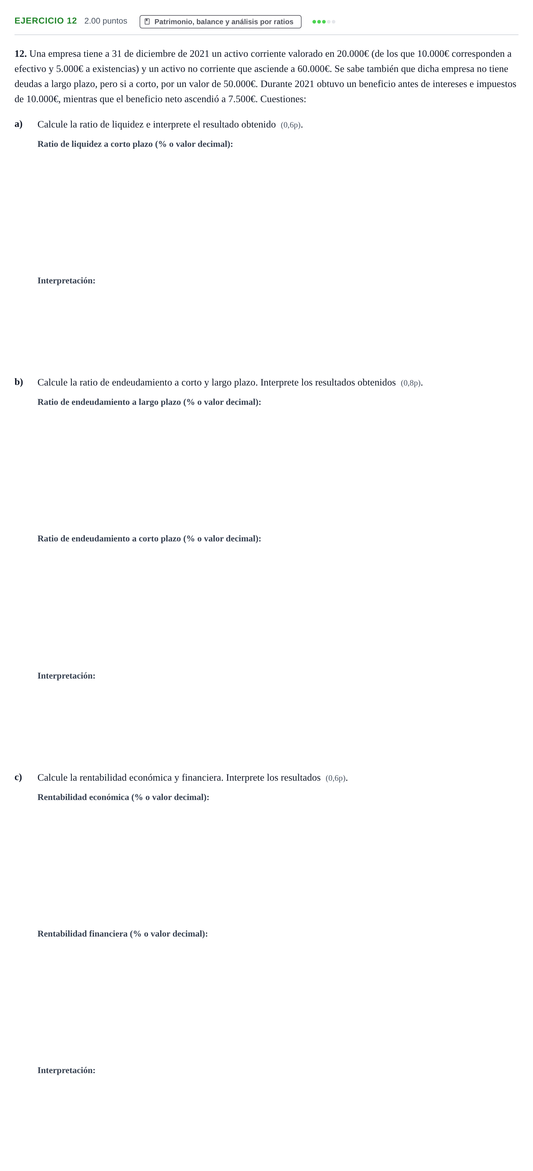 Enunciado: Problema 12 · Empresa y Diseño de Modelos de Negocio PAU Murcia Extraordinaria 2022