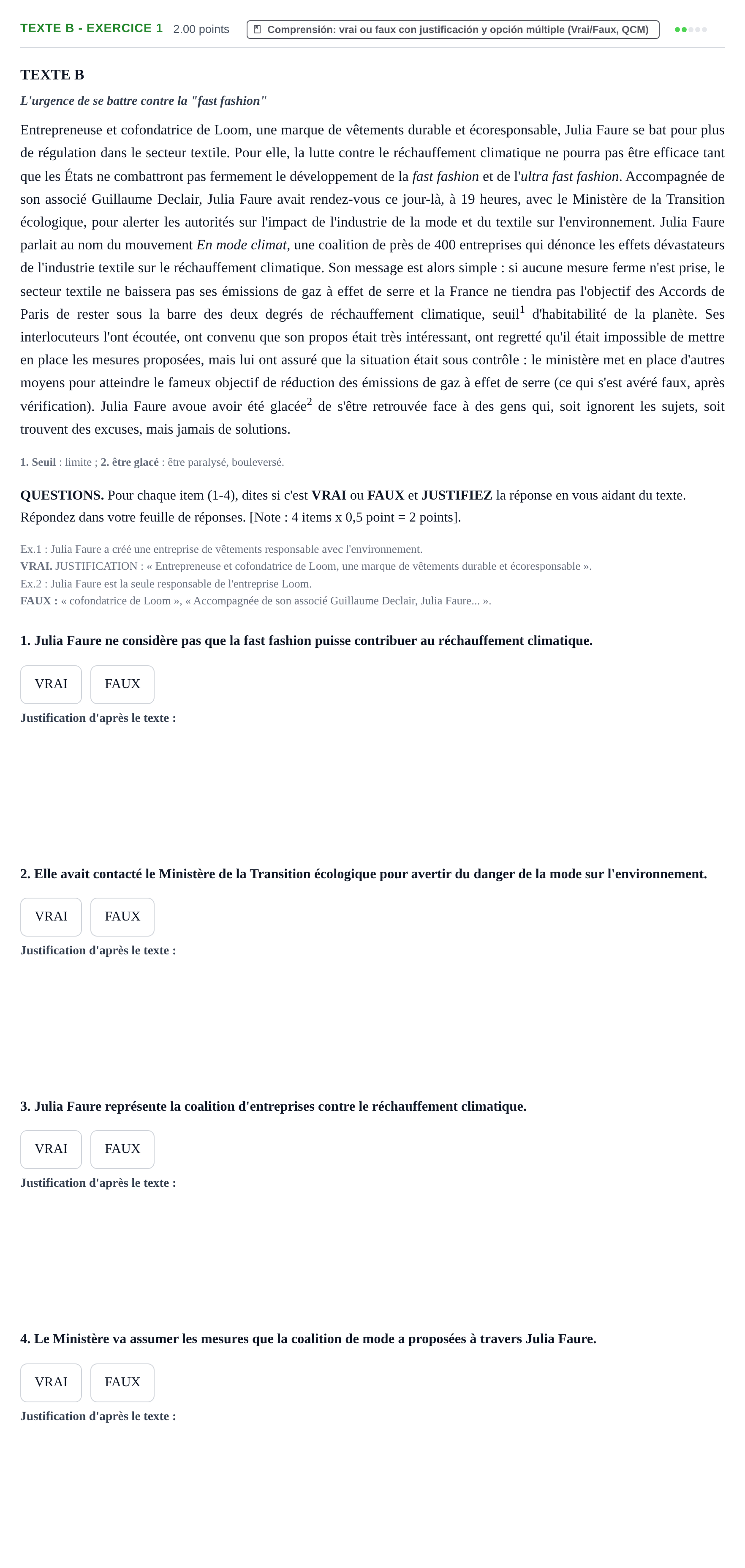 Enunciado: Ejercicio Texte B - Exercice 1 · Francés PAU Murcia Extraordinaria 2022