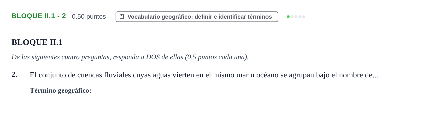 Enunciado: Bloque II.1 - 2 · Geografía PAU Murcia Extraordinaria 2022