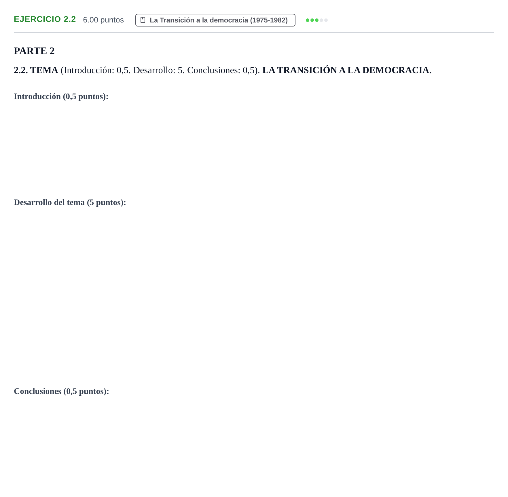 Enunciado: Ejercicio 2.2 · Historia de España PAU Murcia Extraordinaria 2022