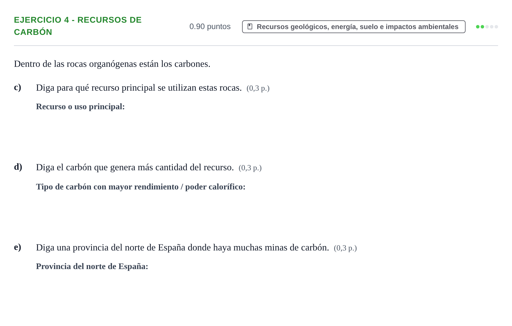 Enunciado: Ejercicio 4 - Recursos de carbón · Geología y Ciencias Ambientales PAU Murcia Extraordinaria 2022