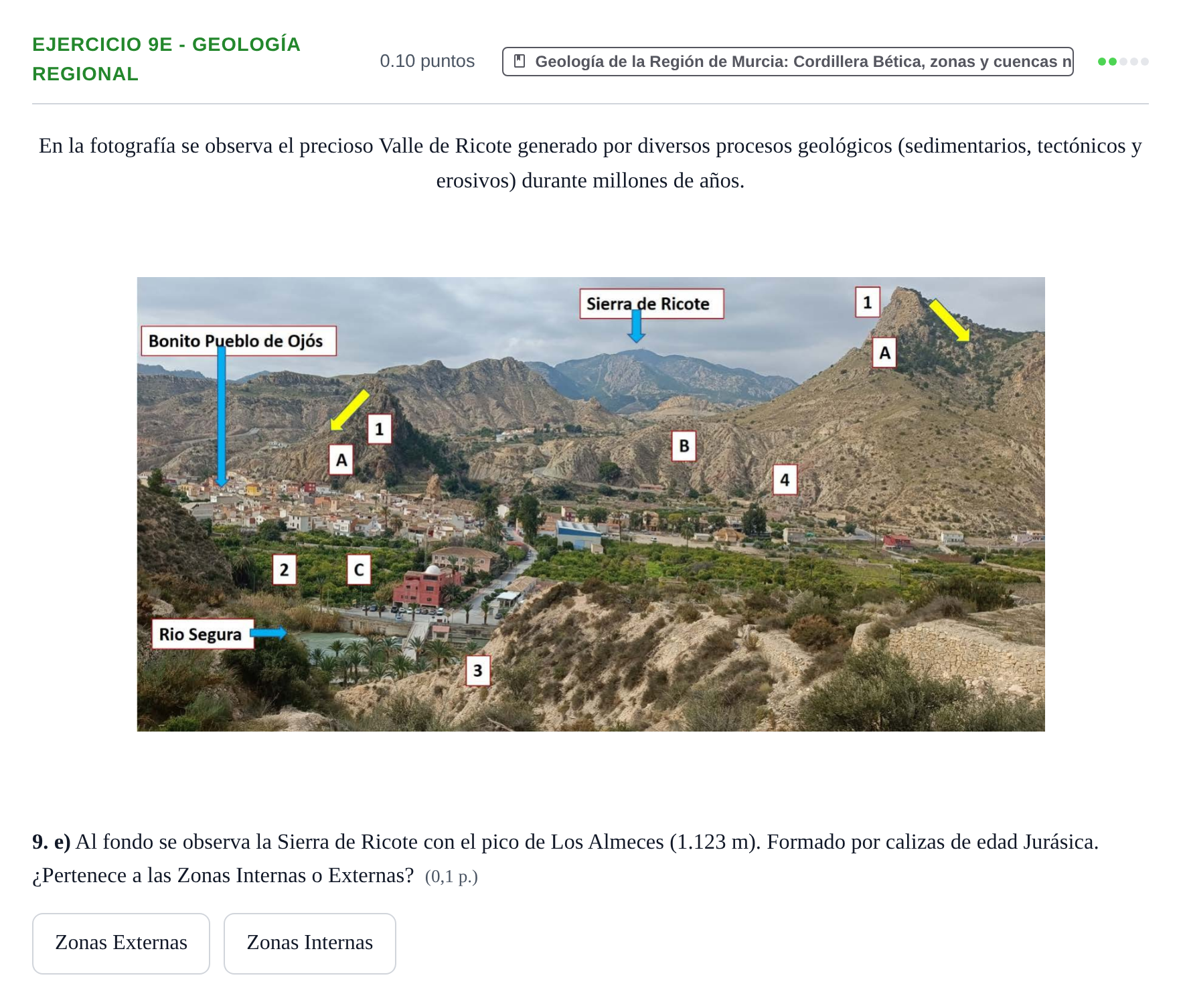 Enunciado: Ejercicio 9e - Geología regional · Geología y Ciencias Ambientales PAU Murcia Extraordinaria 2022