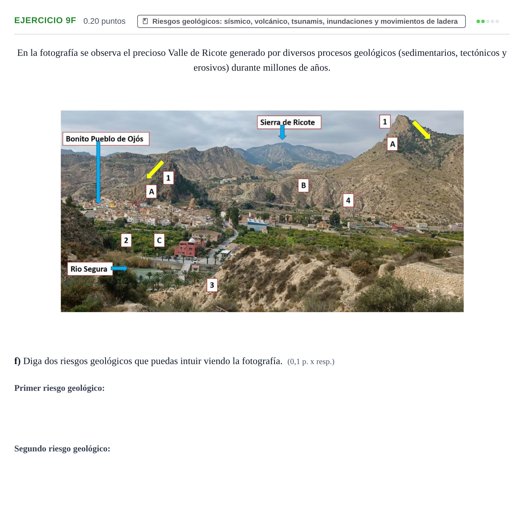 Enunciado: Ejercicio 9f - Riesgos geológicos · Geología y Ciencias Ambientales PAU Murcia Extraordinaria 2022