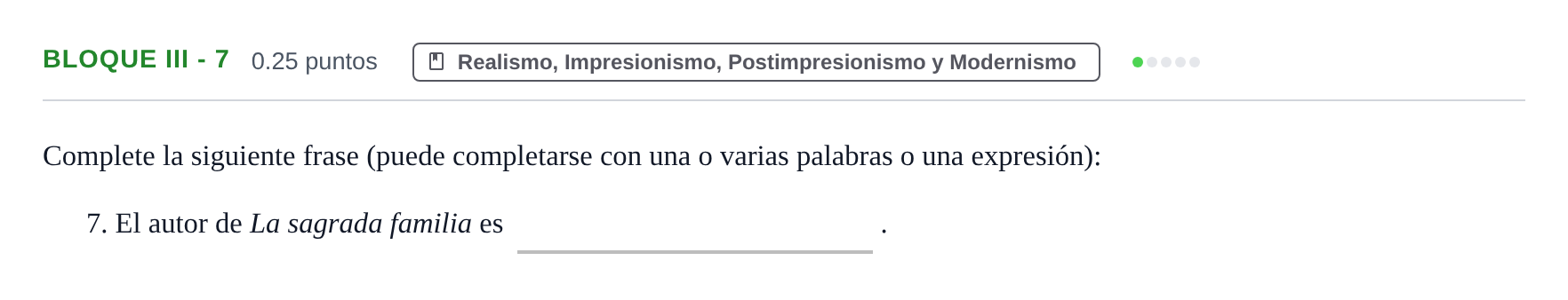 Enunciado: Bloque III - 7 · Fundamentos Artísticos PAU Murcia Extraordinaria 2022