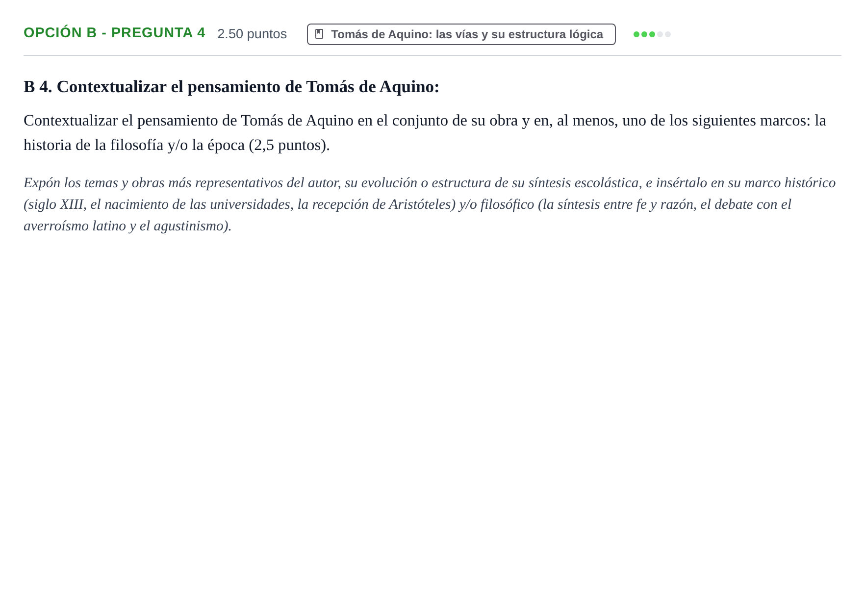 Enunciado: Opción B - Pregunta 4 · Historia de la Filosofía PAU Murcia Extraordinaria 2022