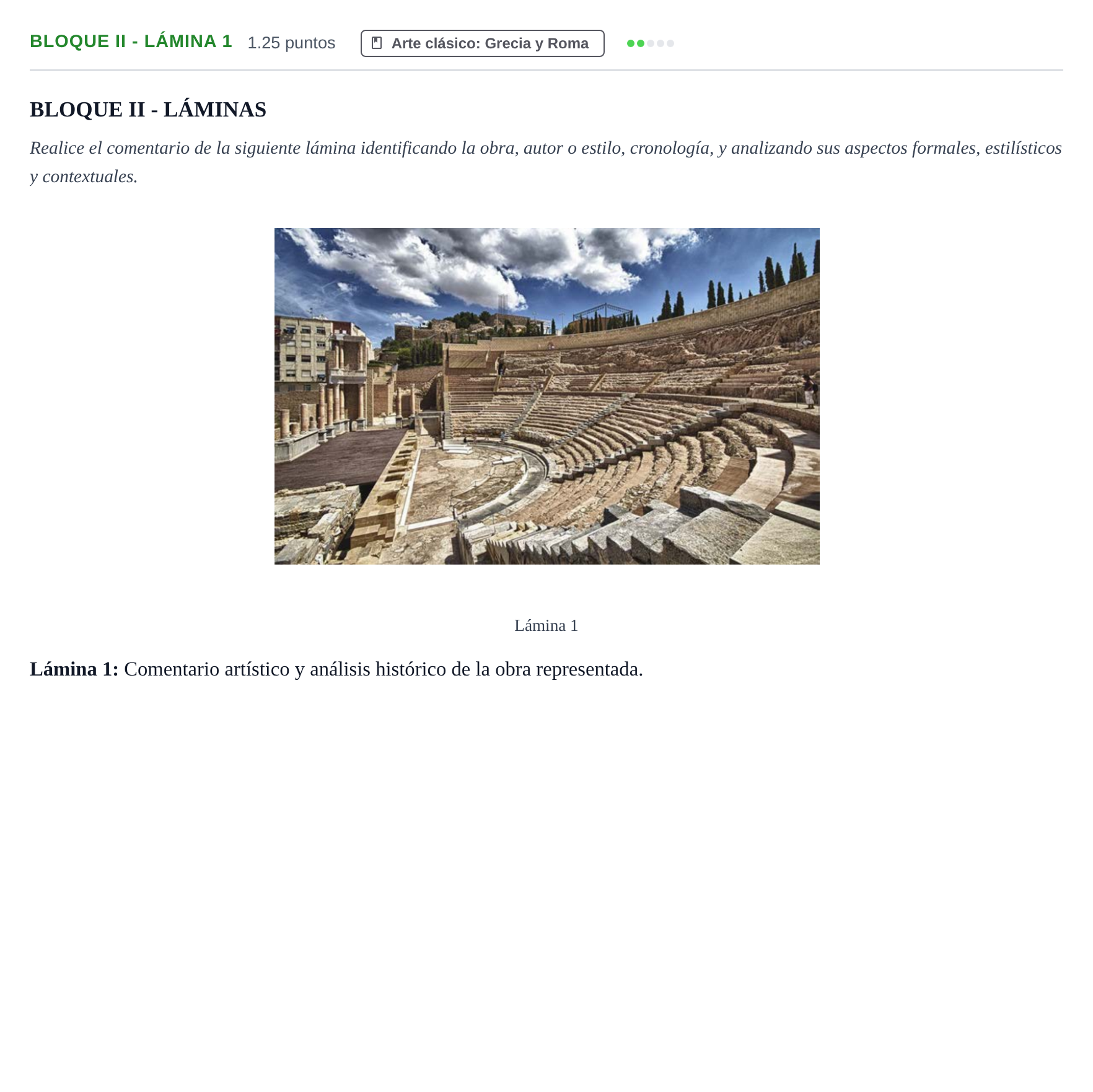Enunciado: Bloque II - Lámina 1 · Historia del Arte PAU Murcia Extraordinaria 2022