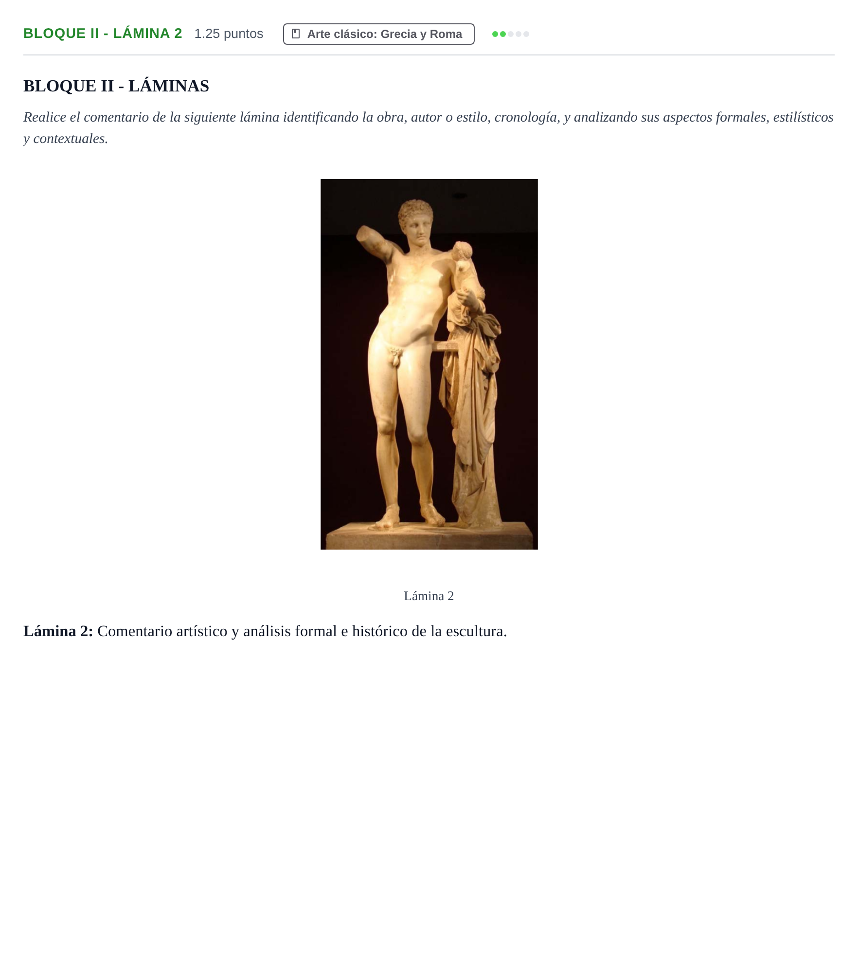 Enunciado: Bloque II - Lámina 2 · Historia del Arte PAU Murcia Extraordinaria 2022