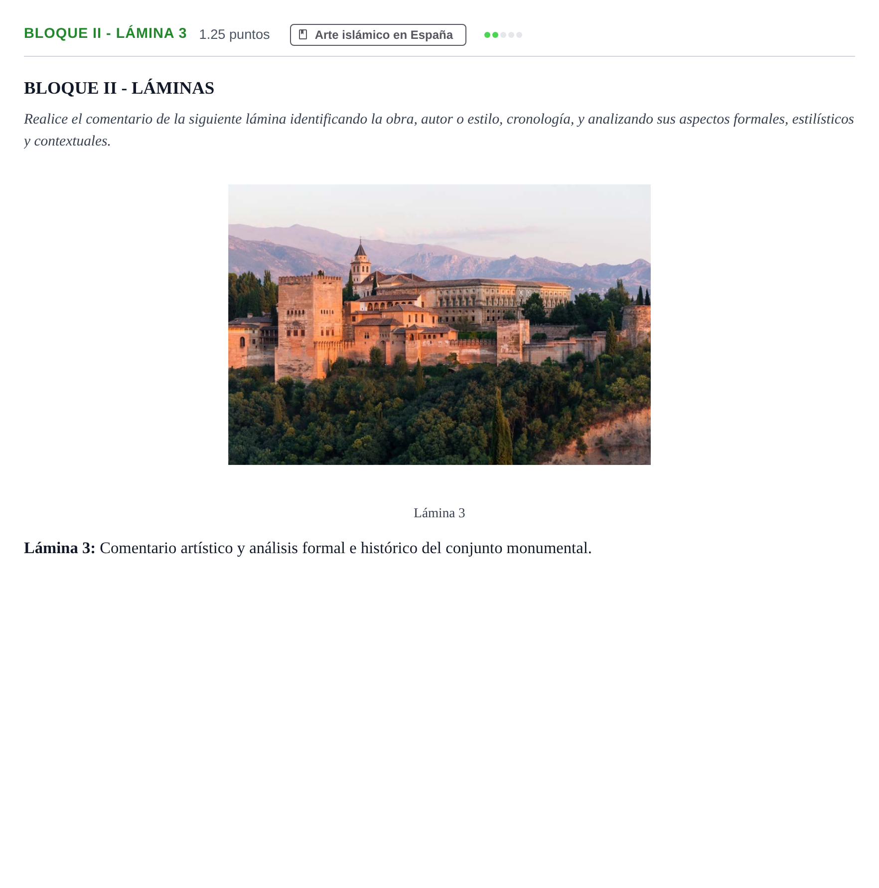 Enunciado: Bloque II - Lámina 3 · Historia del Arte PAU Murcia Extraordinaria 2022