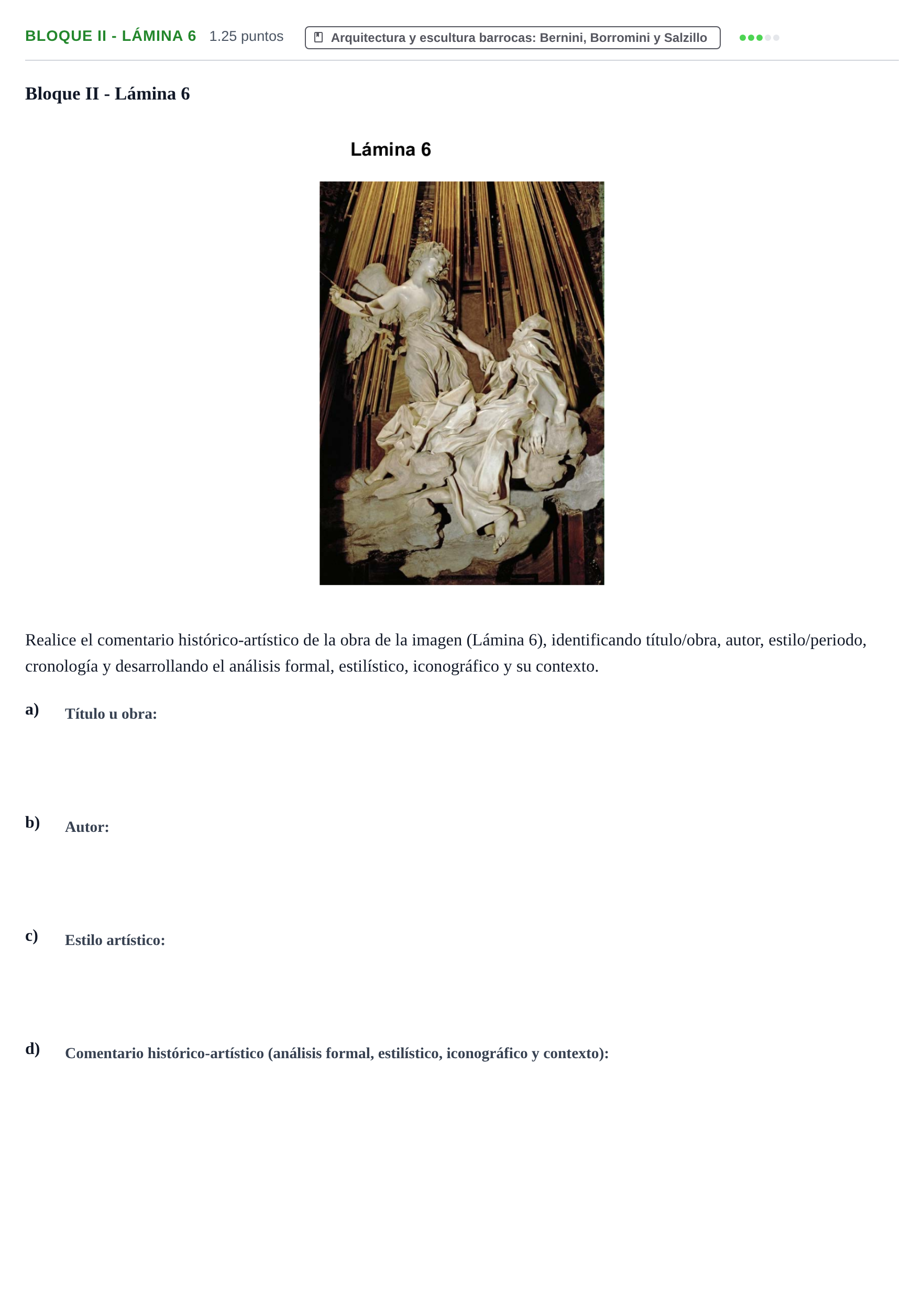 Enunciado: Bloque II - Lámina 6 · Historia del Arte PAU Murcia Extraordinaria 2022