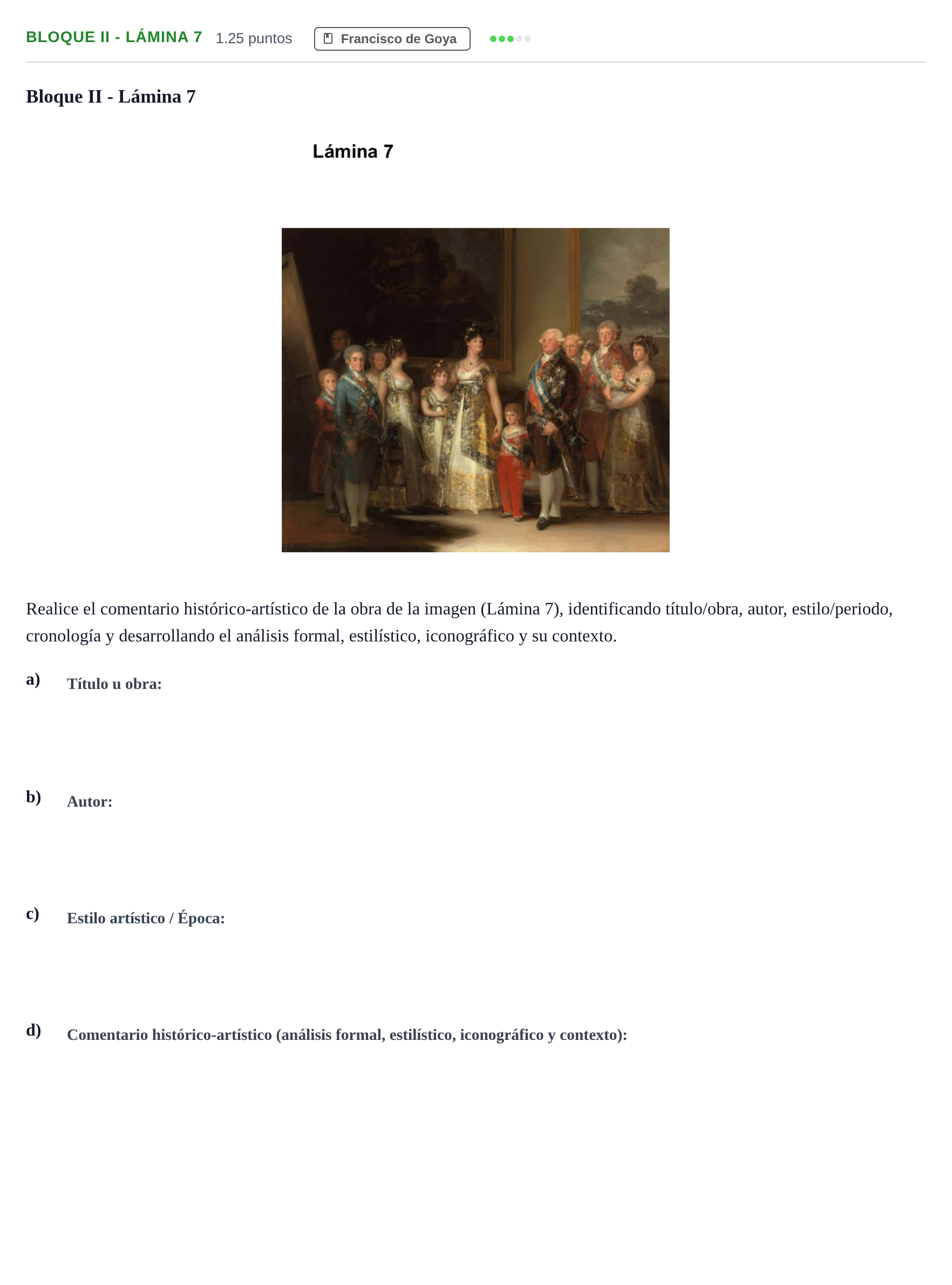 Enunciado: Bloque II - Lámina 7 · Historia del Arte PAU Murcia Extraordinaria 2022