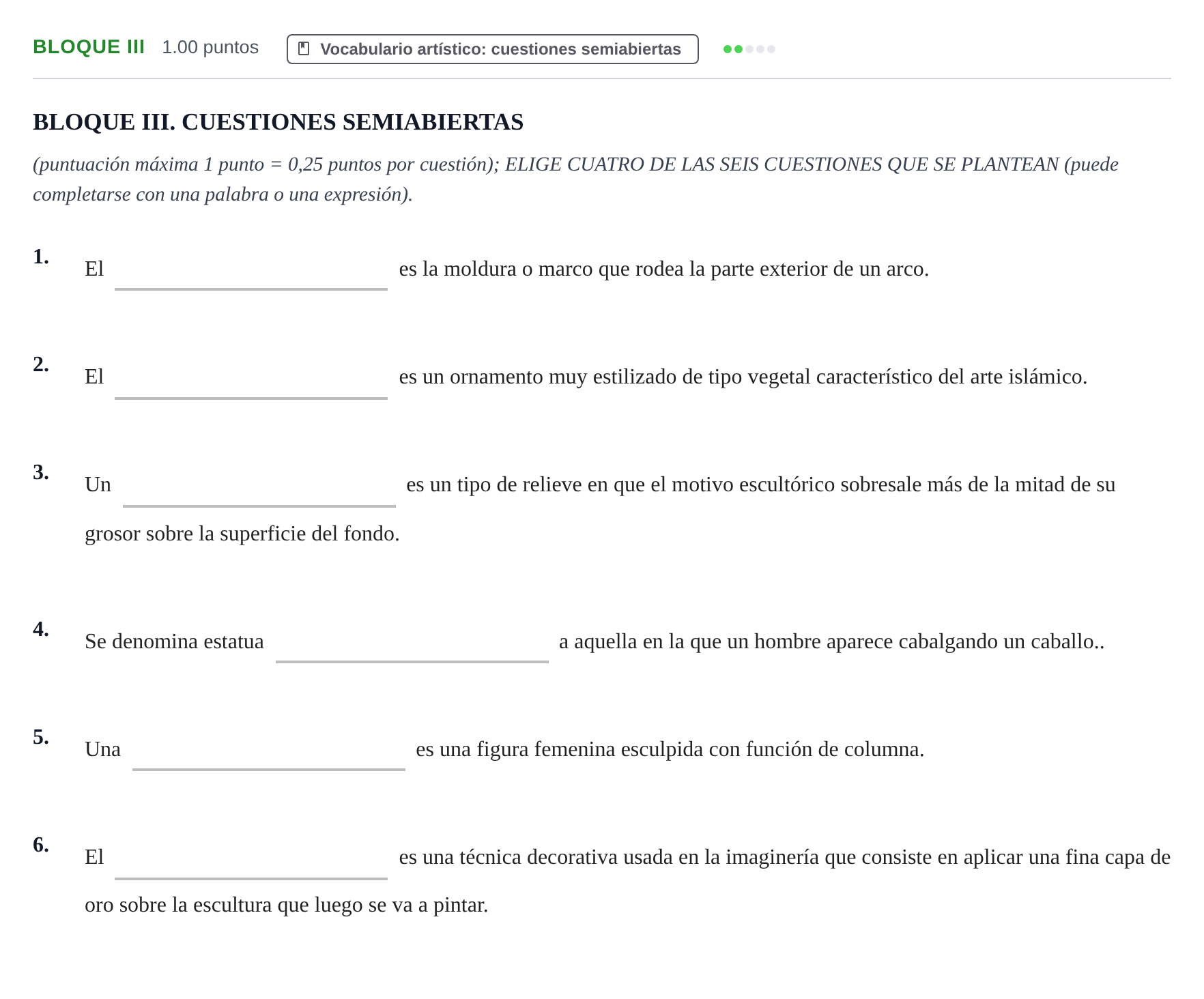 Enunciado: Bloque III · Historia del Arte PAU Murcia Extraordinaria 2022
