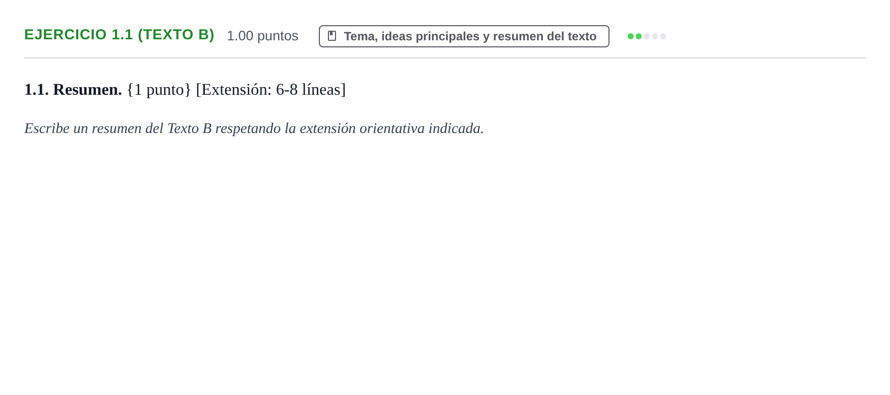Enunciado: Ejercicio 1.1 (Texto B) · Lengua Castellana y Literatura II PAU Murcia Extraordinaria 2022