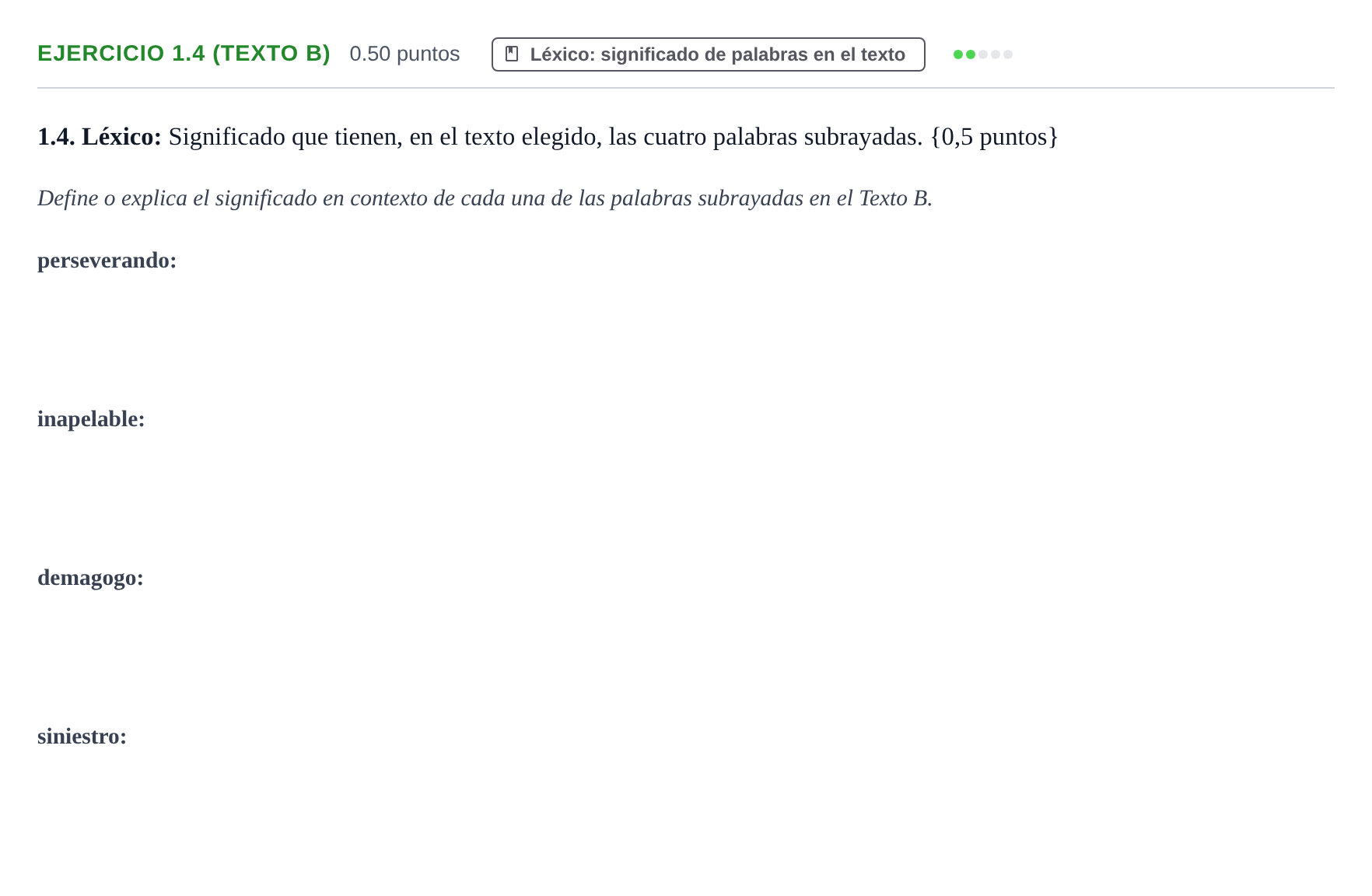 Enunciado: Ejercicio 1.4 (Texto B) · Lengua Castellana y Literatura II PAU Murcia Extraordinaria 2022