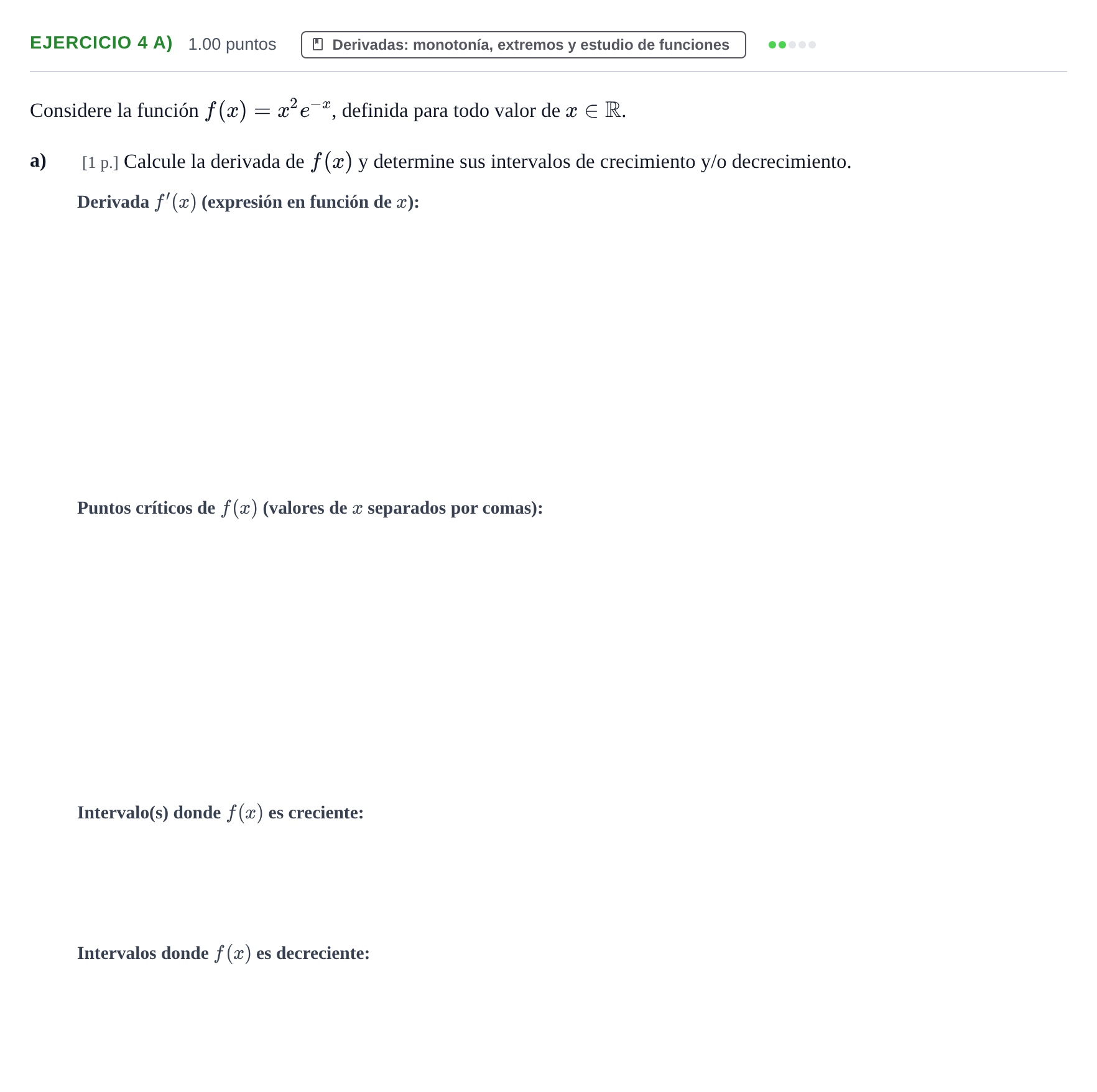 Enunciado: Ejercicio 4 a) · Matemáticas II PAU Murcia Extraordinaria 2022