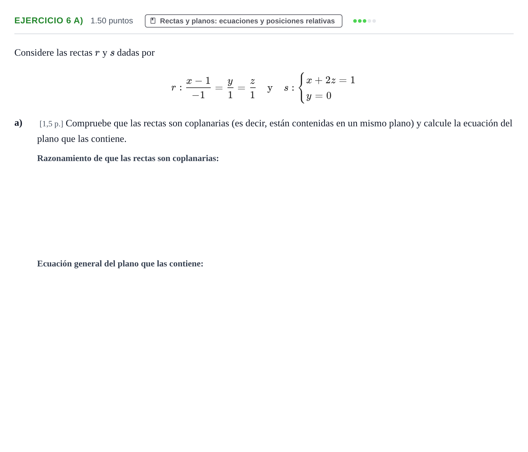 Enunciado: Ejercicio 6 a) · Matemáticas II PAU Murcia Extraordinaria 2022