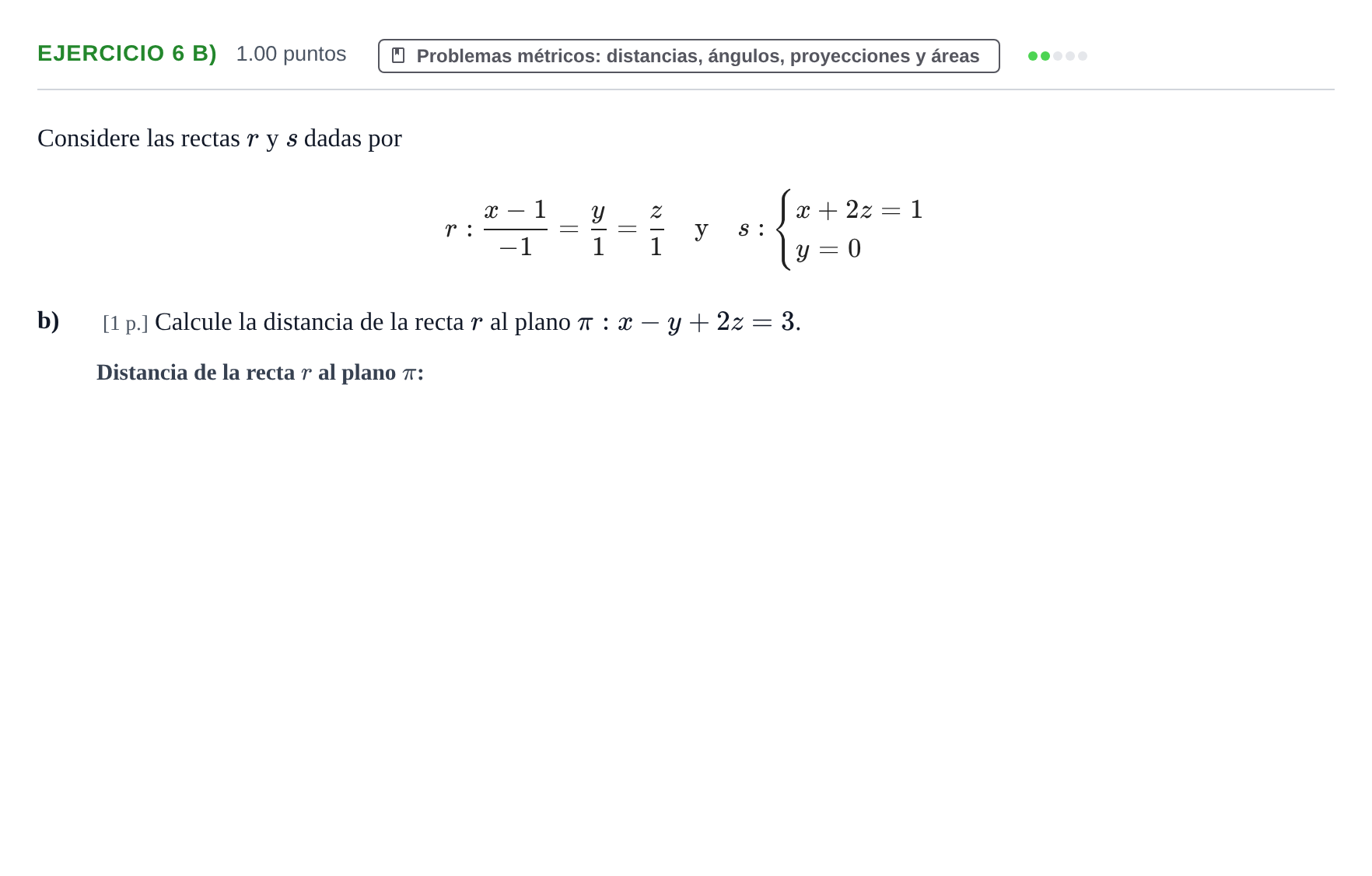 Enunciado: Ejercicio 6 b) · Matemáticas II PAU Murcia Extraordinaria 2022