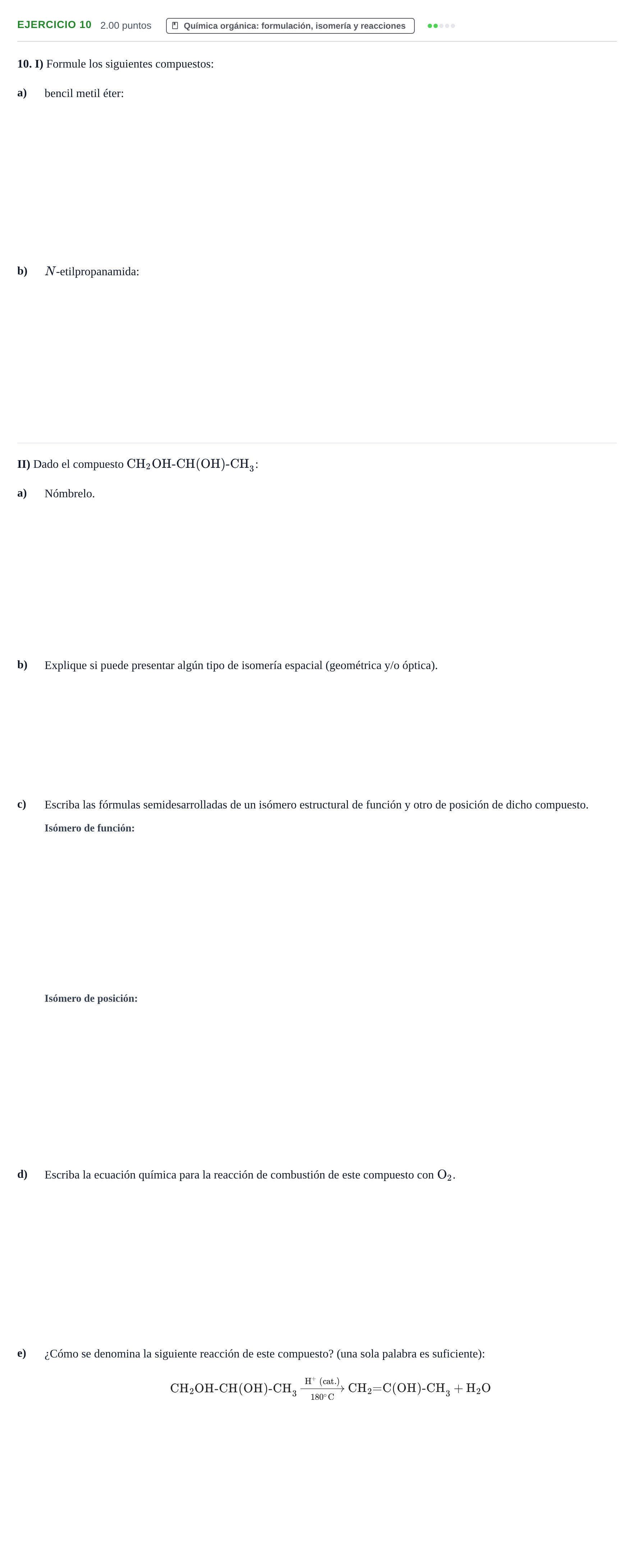 Enunciado: Problema 10 · Química PAU Murcia Extraordinaria 2022