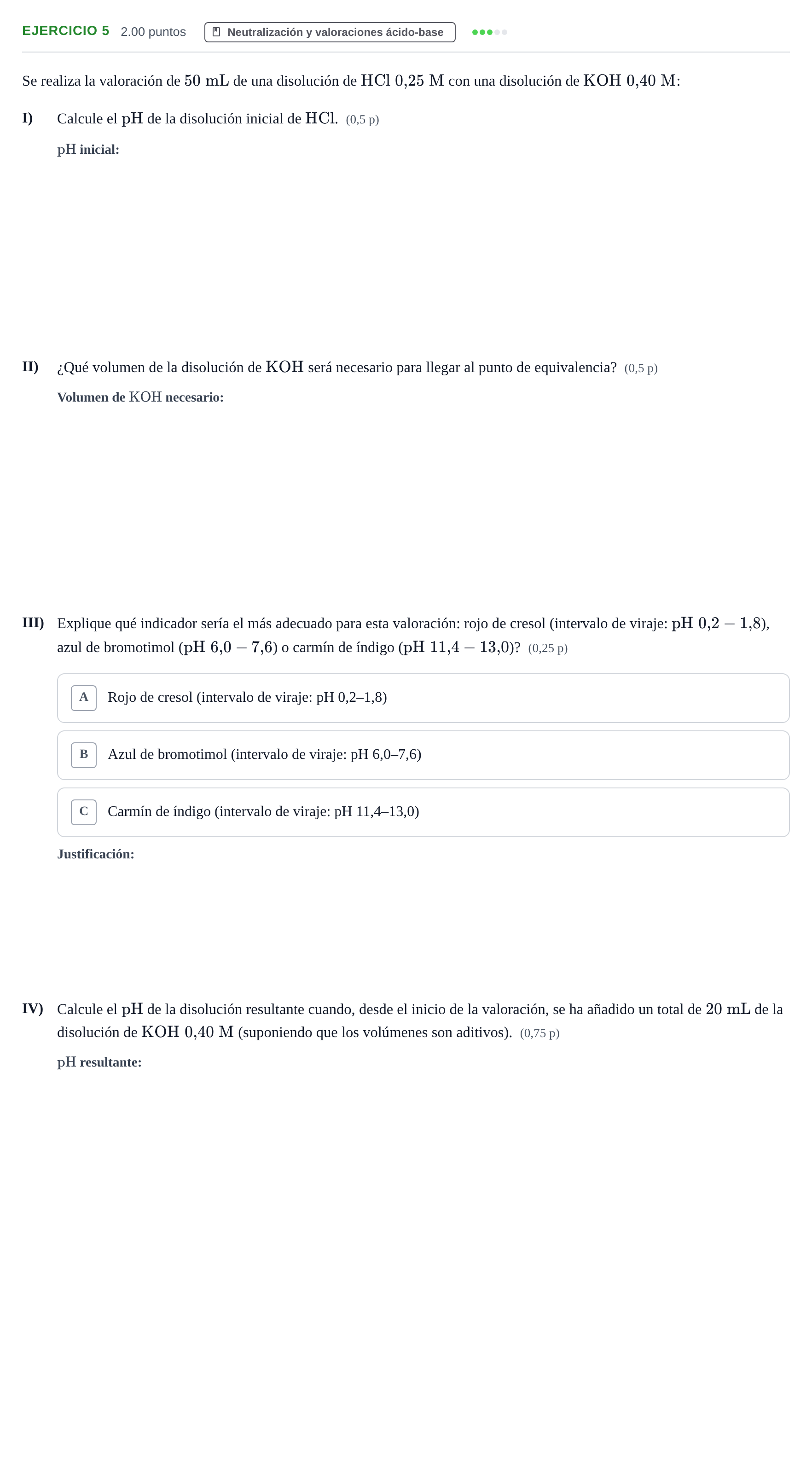 Enunciado: Problema 5 · Química PAU Murcia Extraordinaria 2022